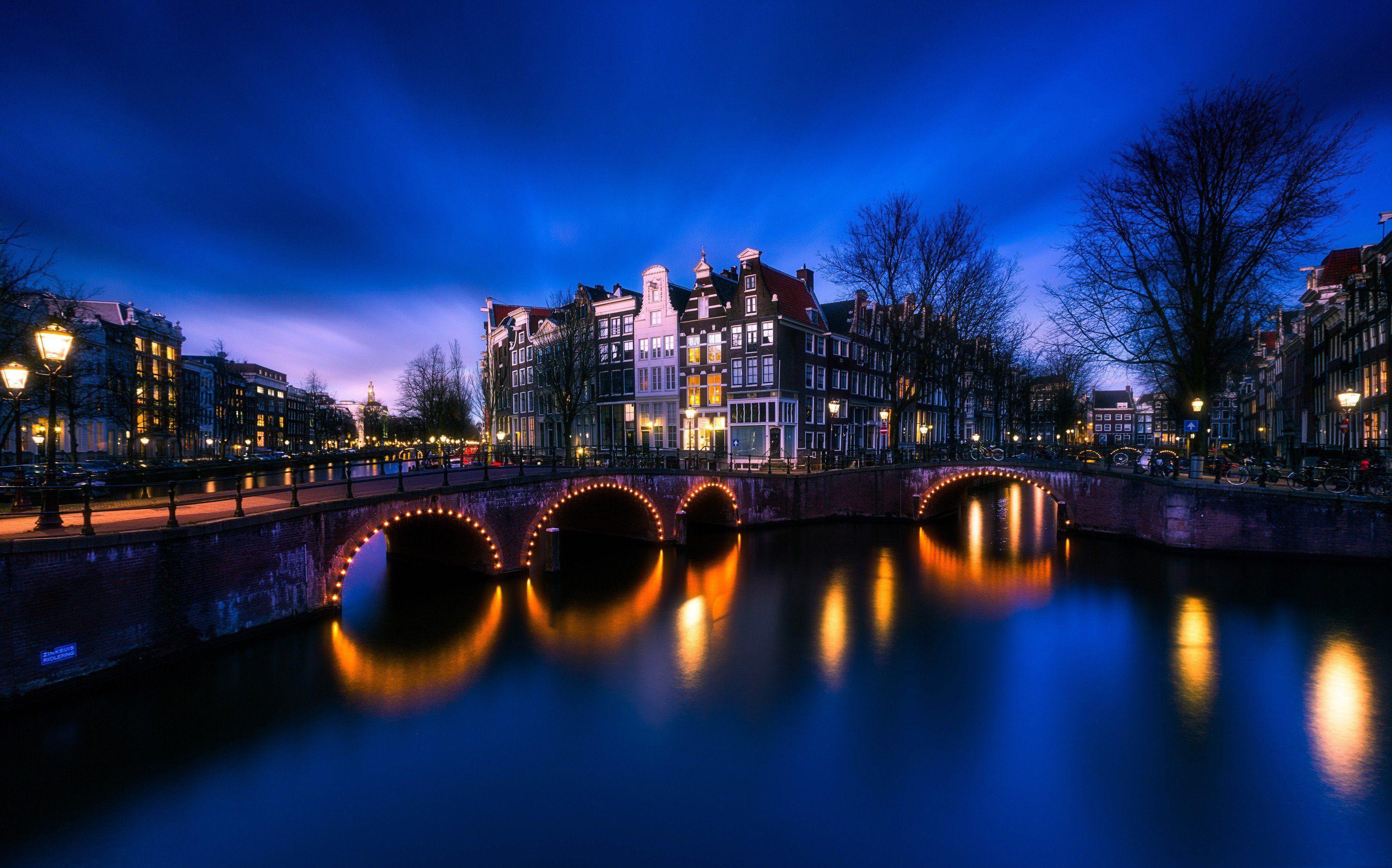 3212x2003 Amsterdam, Night, Netherlands Wallpaper HD / Desktop and Mobile Background