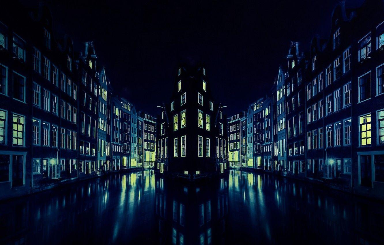 1332x850 Wallpaper night, the city, Amsterdam image for desktop, section город