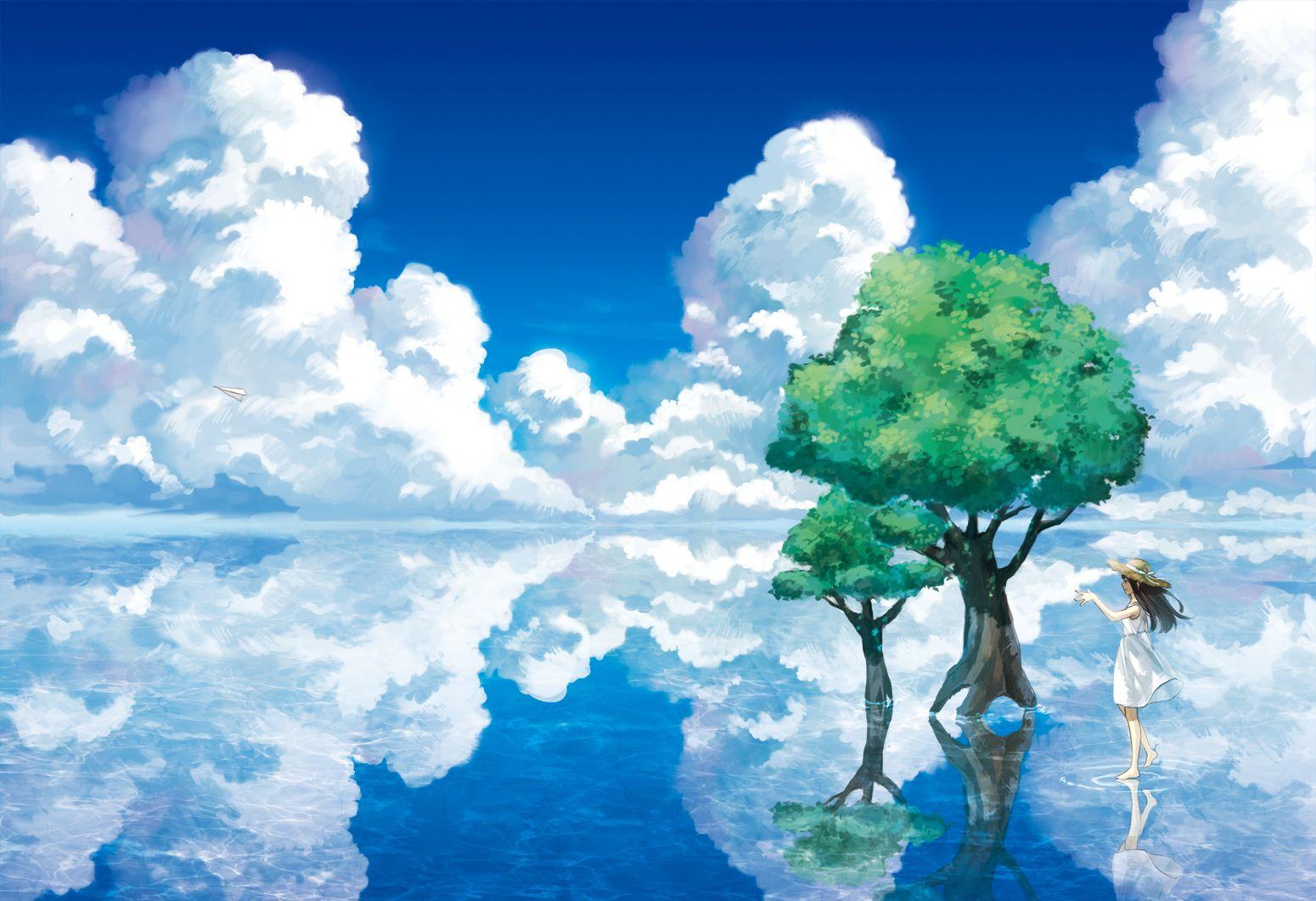 1550x1061 Anime Art With Girl HD Desktop Wallpaper Wp4002070 Wallpaper