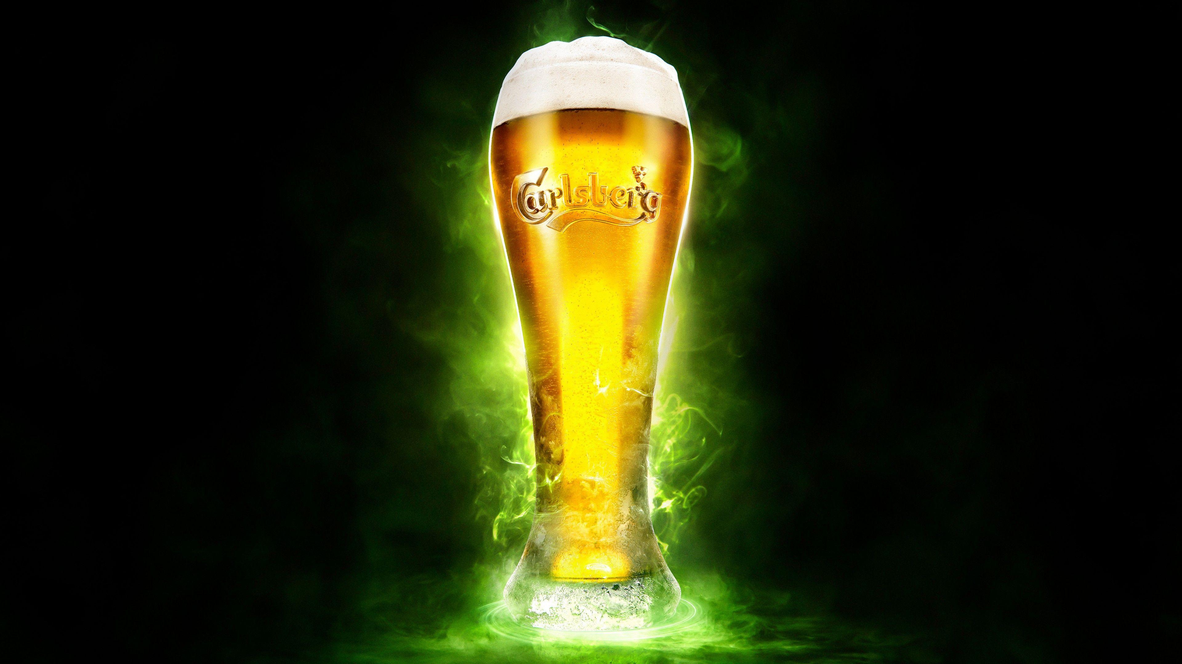 3840x2160 Wallpaper Carlsberg, Beer glass, 4K, Lifestyle / Editor's Picks