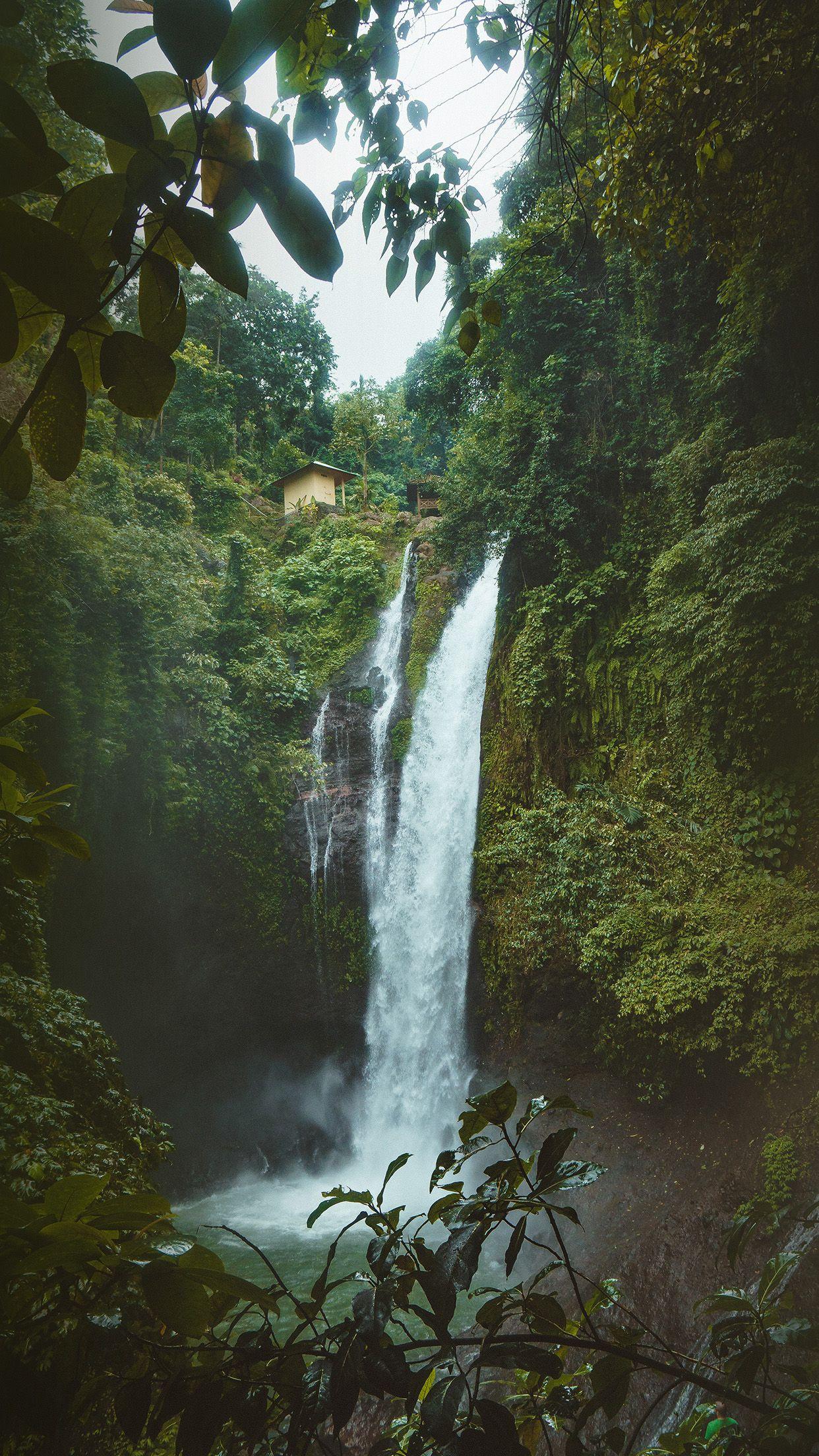1242x2208 Mountain Waterfall Summer Amazon Nature Wallpaper