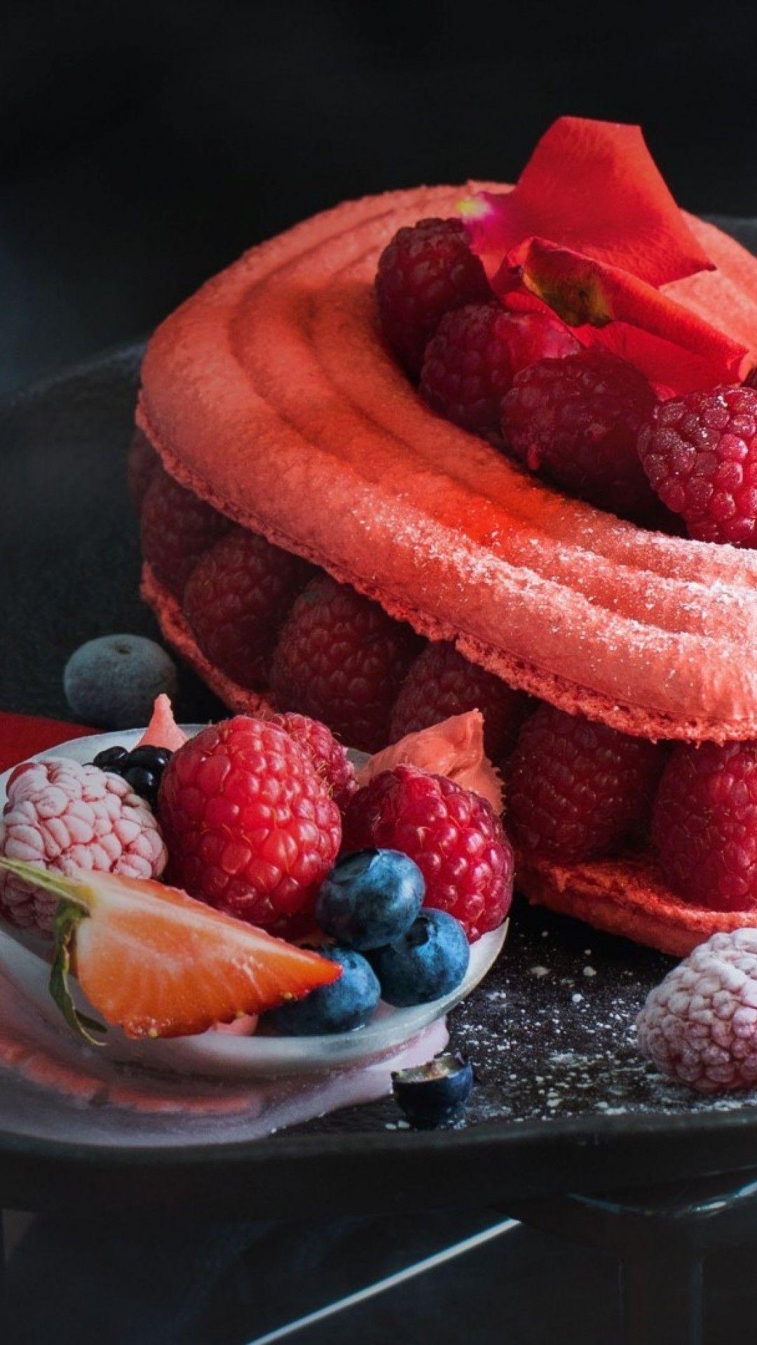 1080x1920 Raspberry cake HD Wallpaper iPhone 6 / 6S Plus Wallpaper