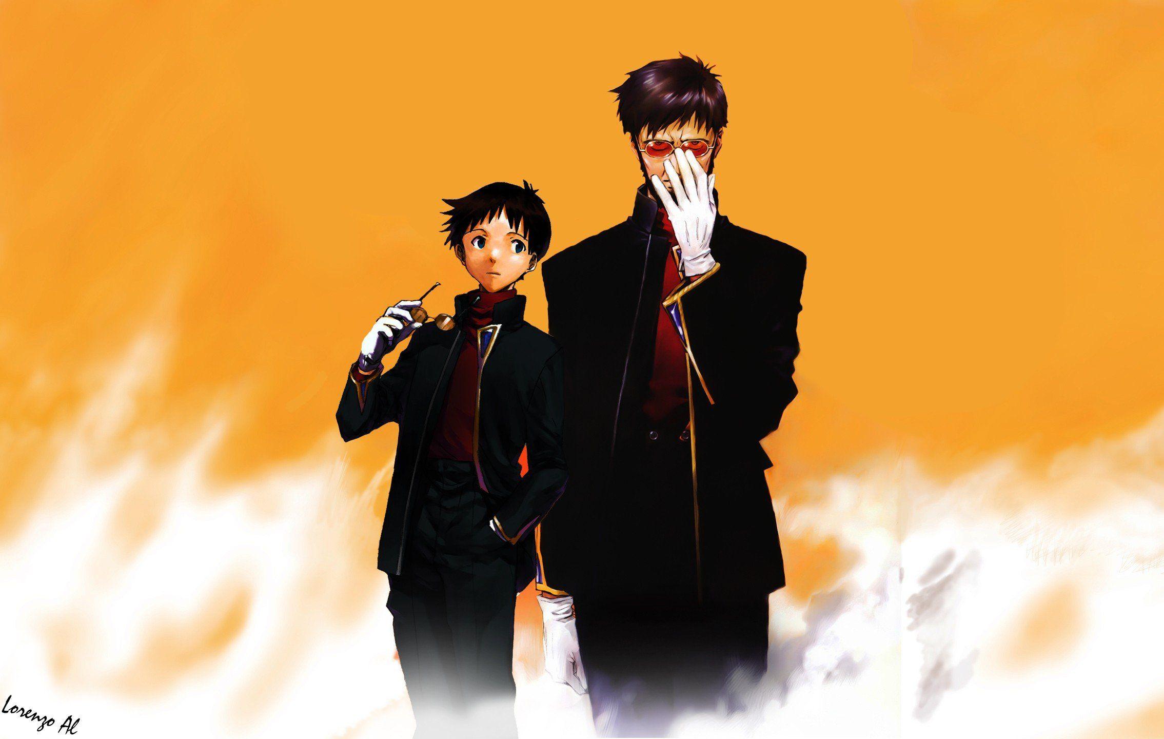 2269x1440 Family orange Neon Genesis Evangelion Rebuild of Evangelion Gendo