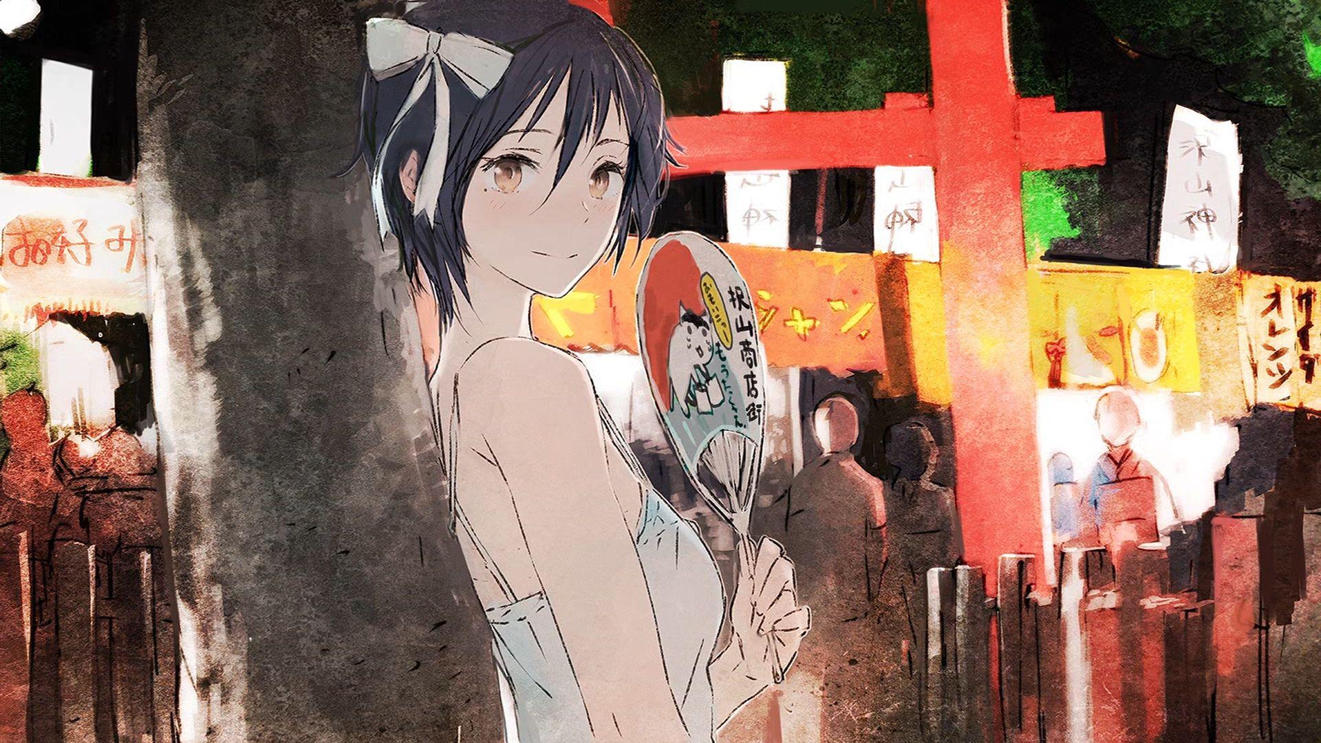 1920x1080 Seishoru Tsugumi, wallpaper, Japanese Festival, blue hair, anime