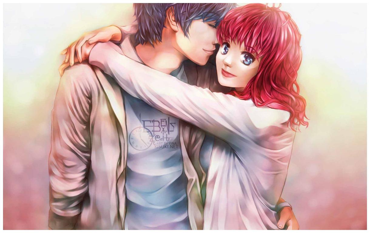 1220x770 Romantic & Emotional Couples Anime Full HD Wallpaper