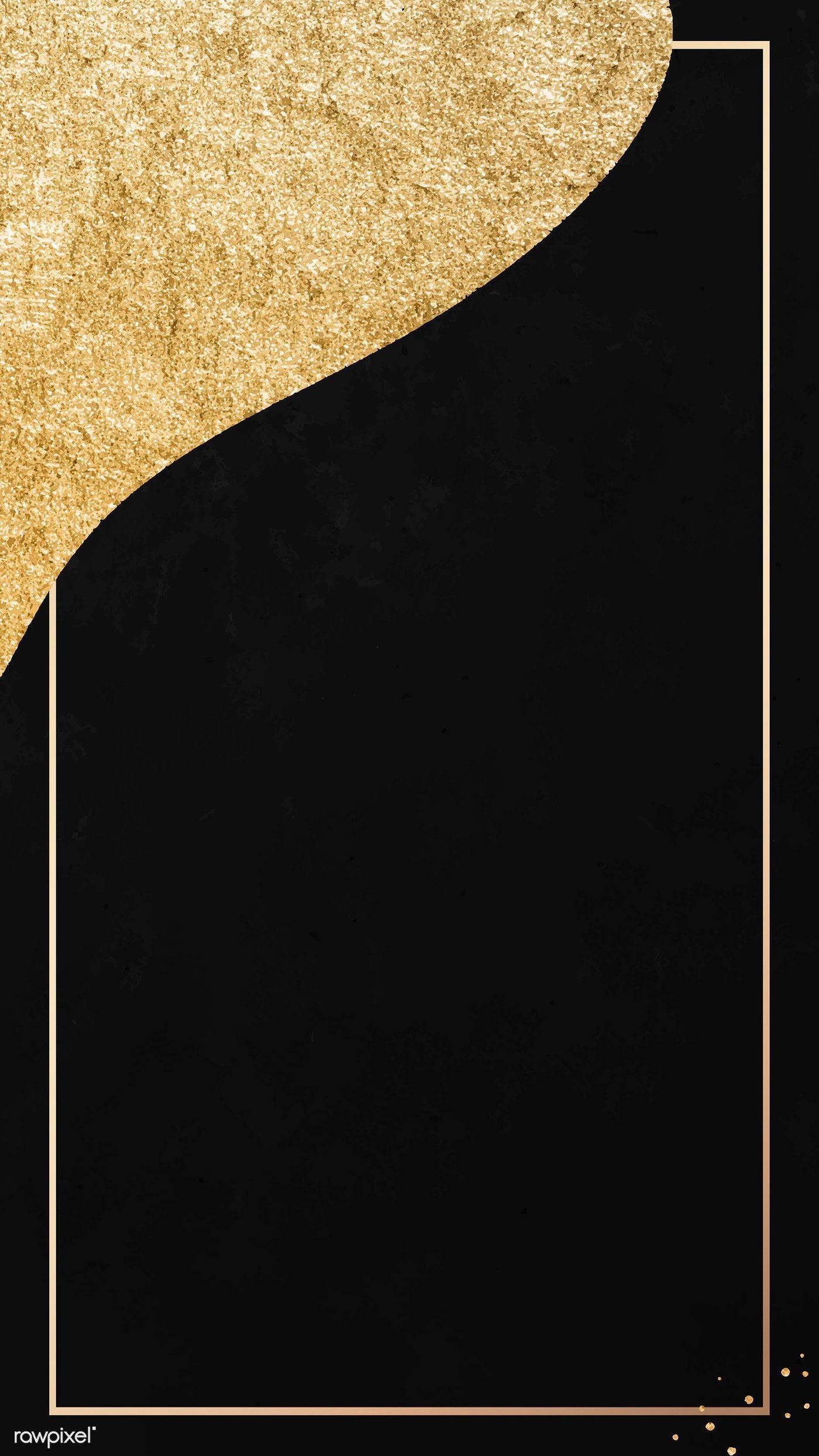 1400x2488 Download premium vector of Gold frame on black and golden