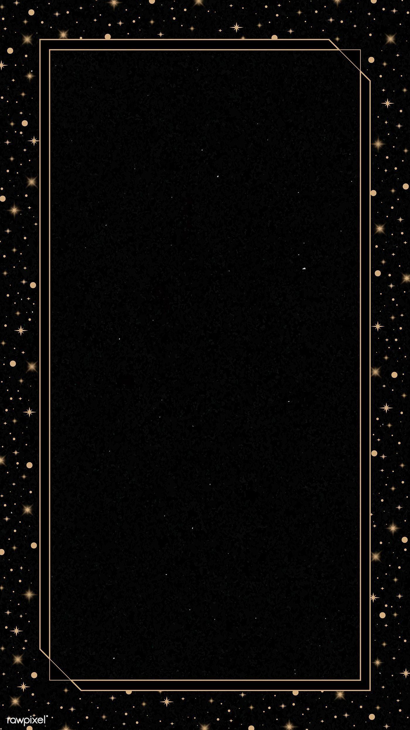 1400x2488 Download premium vector of Mystical gold frame on black background