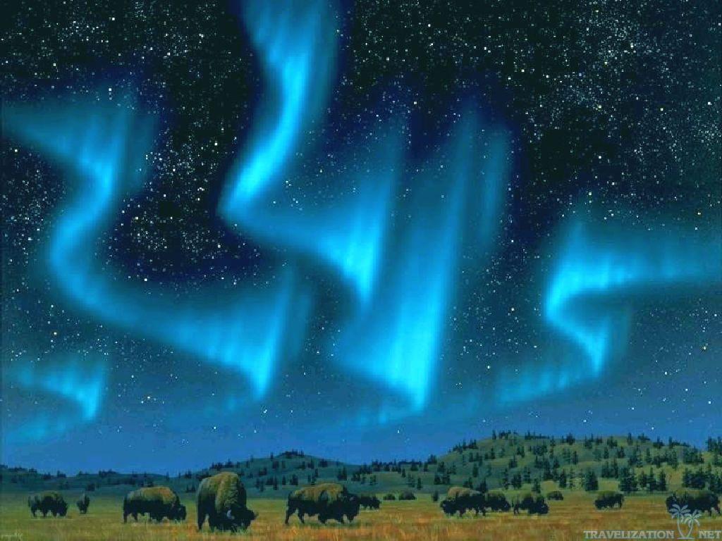 1024x768 Blue Aurora Borealis HD Wallpaper, Background Image