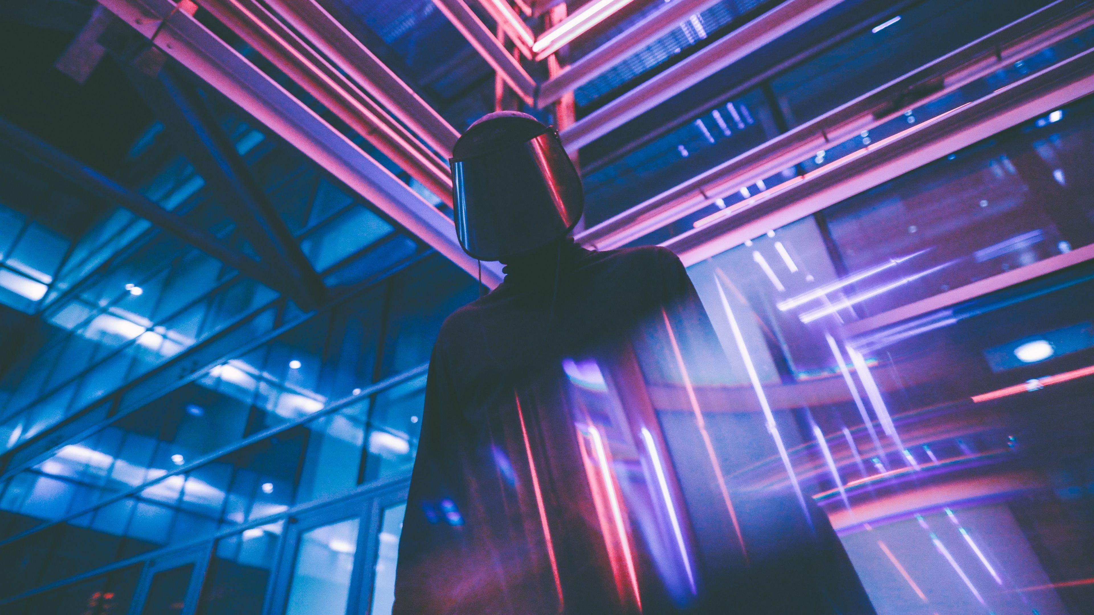 3840x2160 Free download Download wallpaper 3840x2160 mask light neon 4k uhd