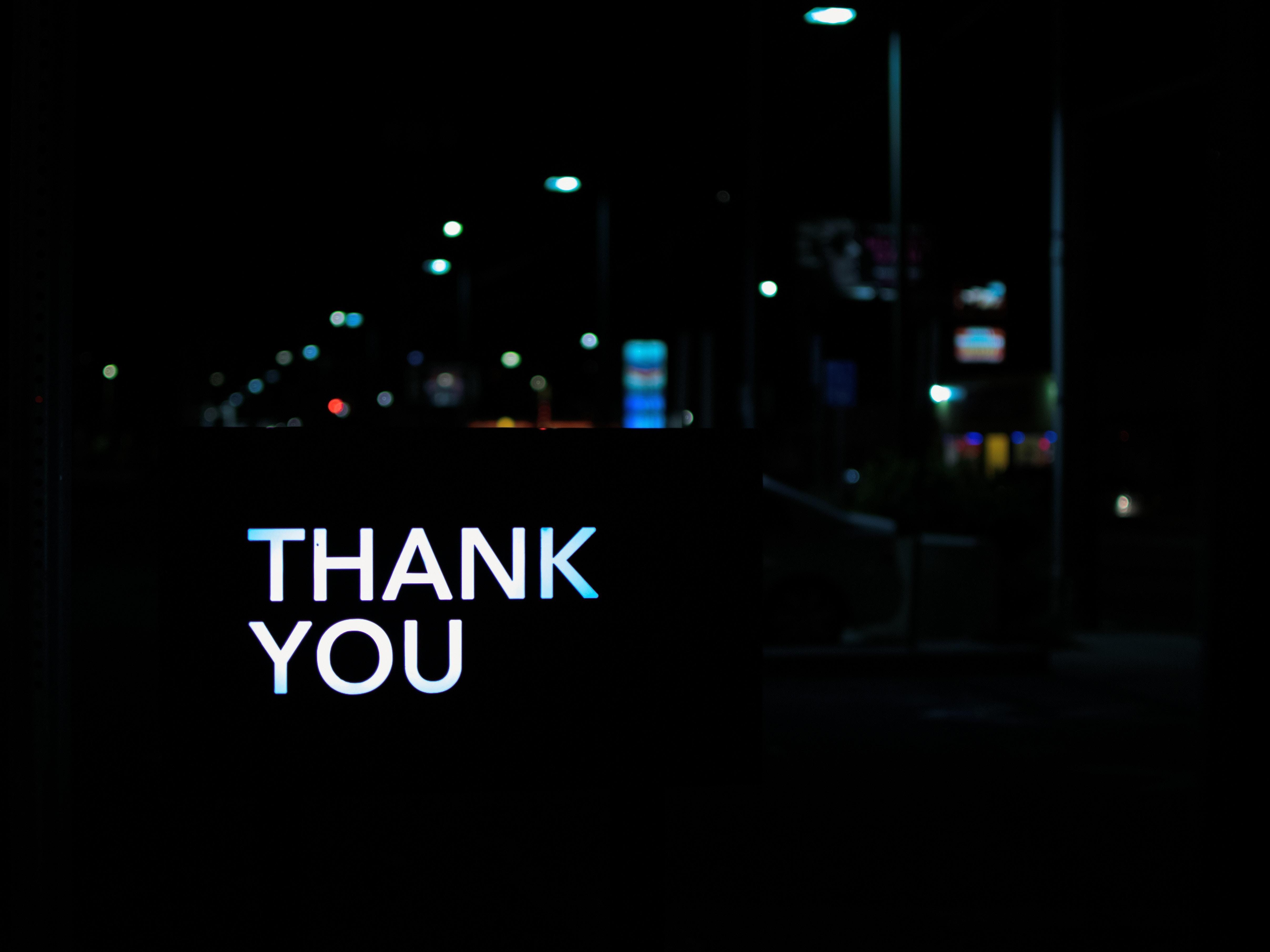 4829x3620 wallpaper inscription, thanks, neon, backlight, dark HD