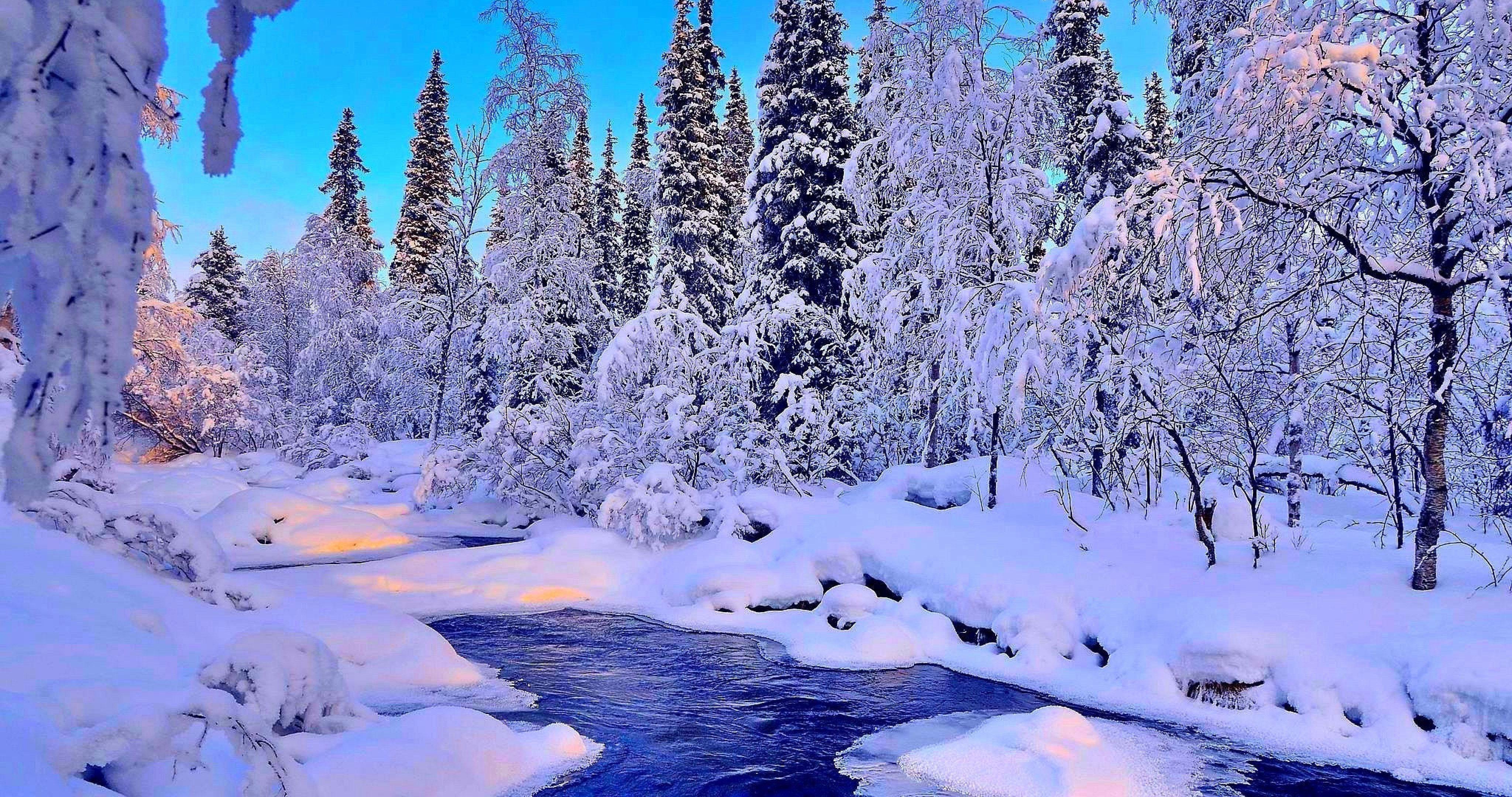 4096x2160 Hình nền mùa đông 4k Dòng sông đáng yêu vào mùa đông Hình nền 4k Ultra HD O
