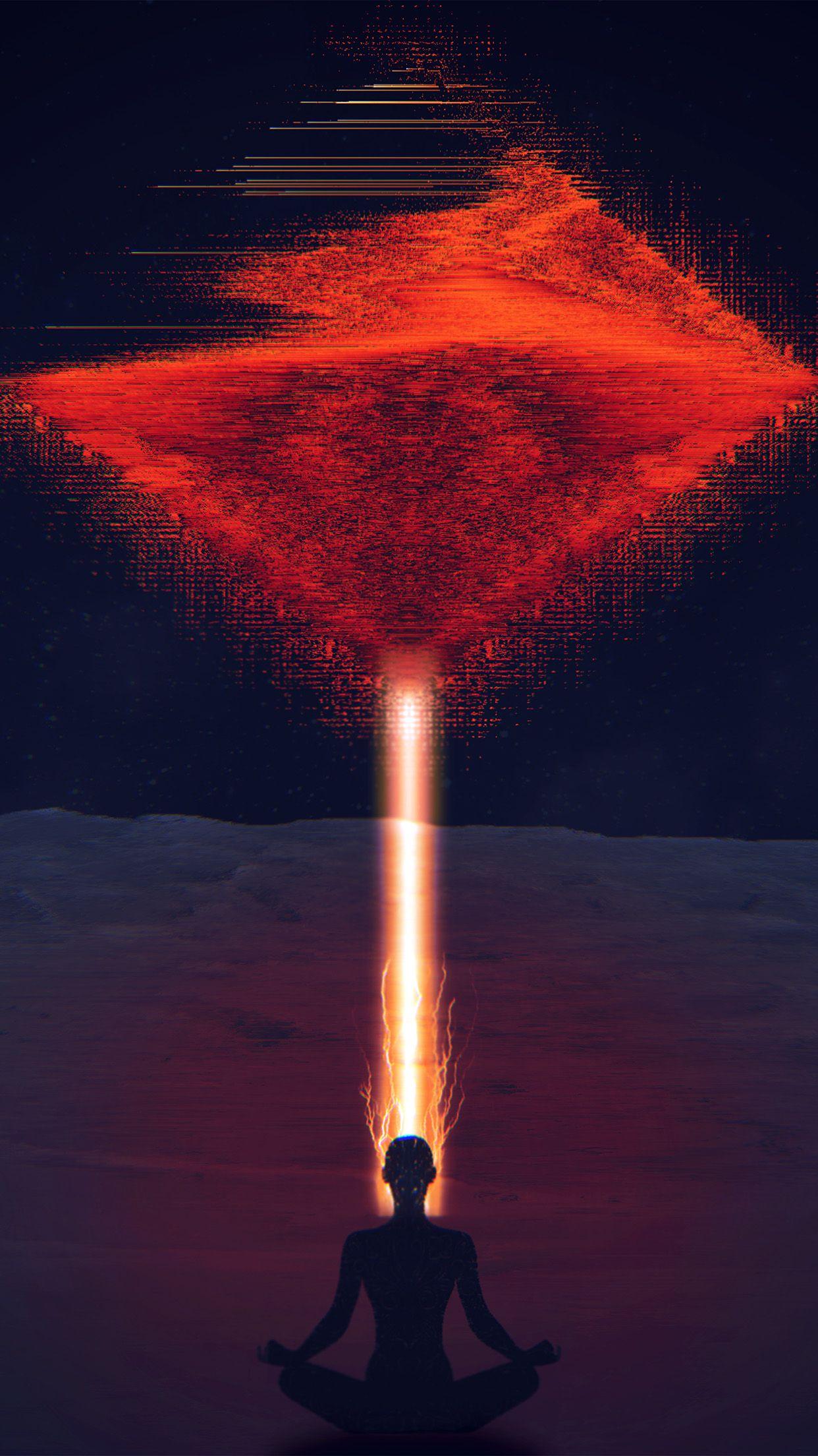 1242x2208 Digital Red Space Alien Art Illustration Dark