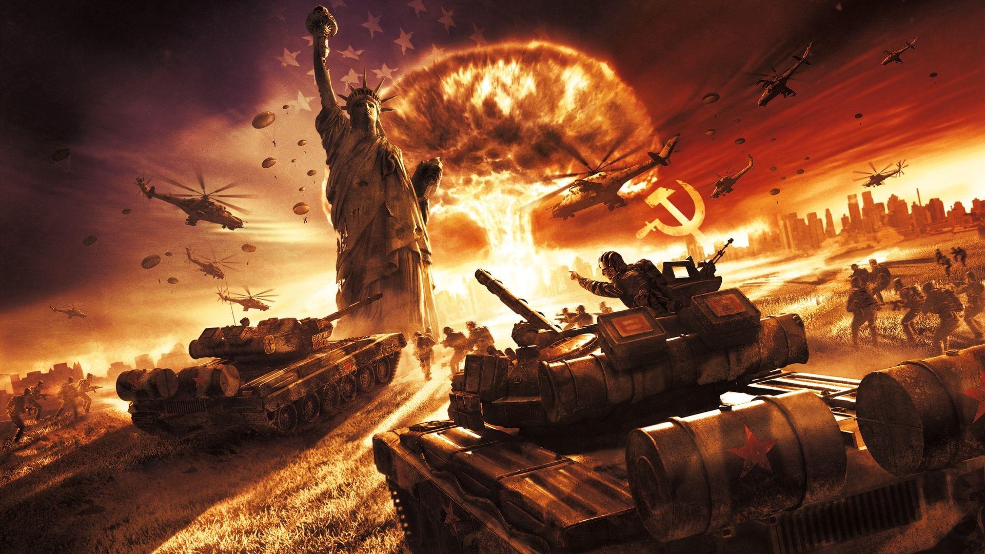 1920x1080 world in conflict, explosion, statue of liberty 1080P