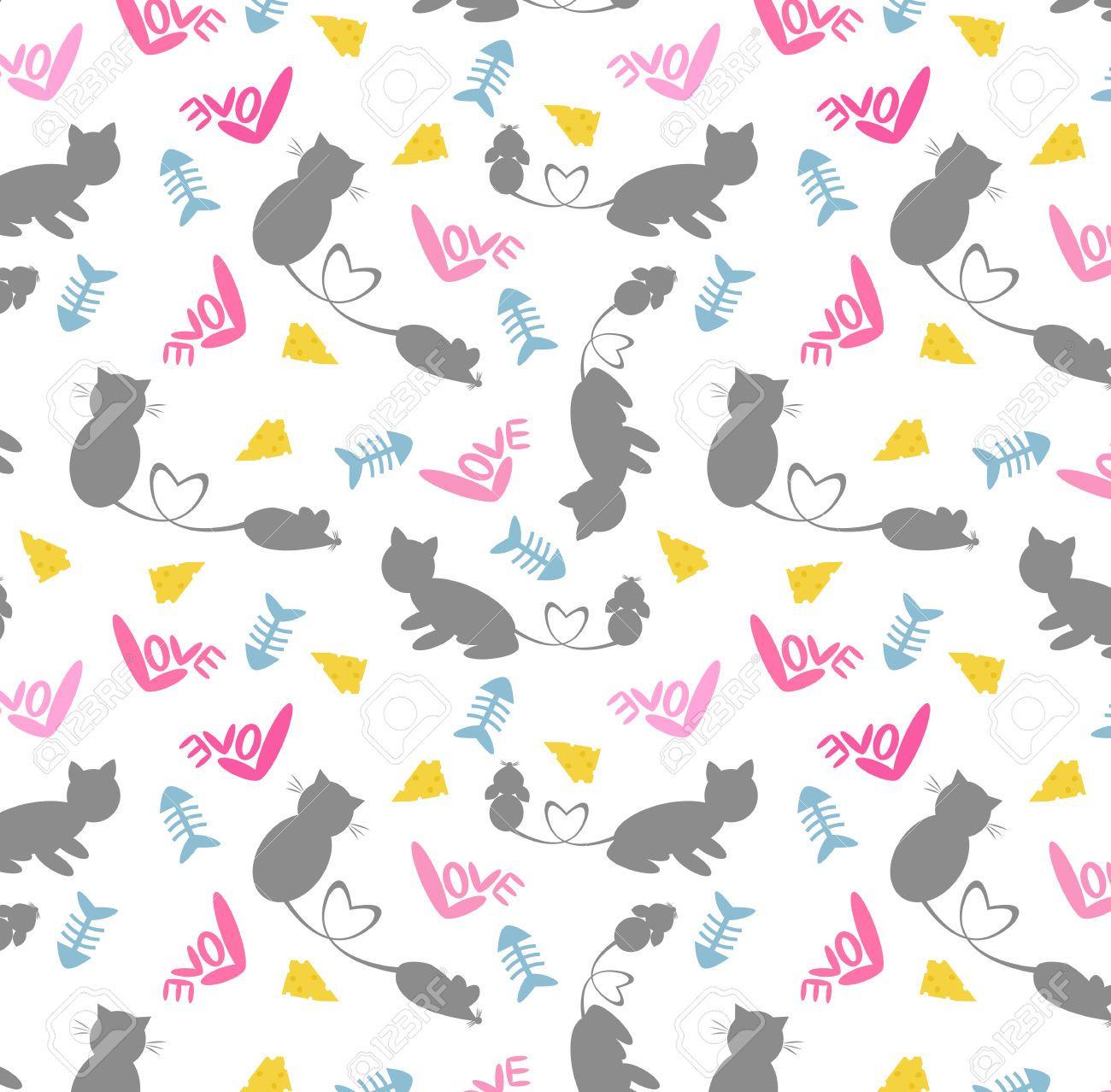 Download wallpaper 1680x1050 cat cute flowers leaves pattern widescreen  1610 hd background