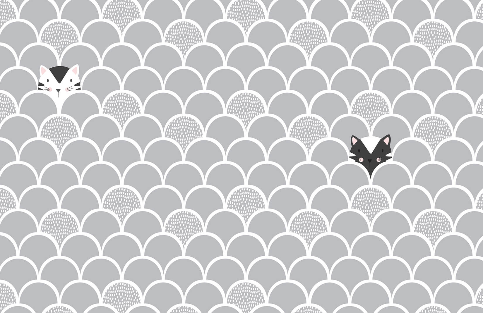 1650x1070 Kids Grey Pop Up Cats Wallpaper Mural