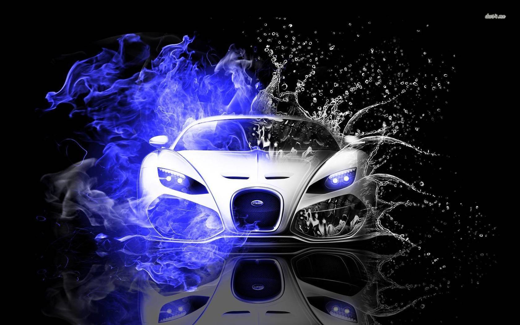 1680x1050 Bugatti Veyron in fire and water wallpaper wallpaper