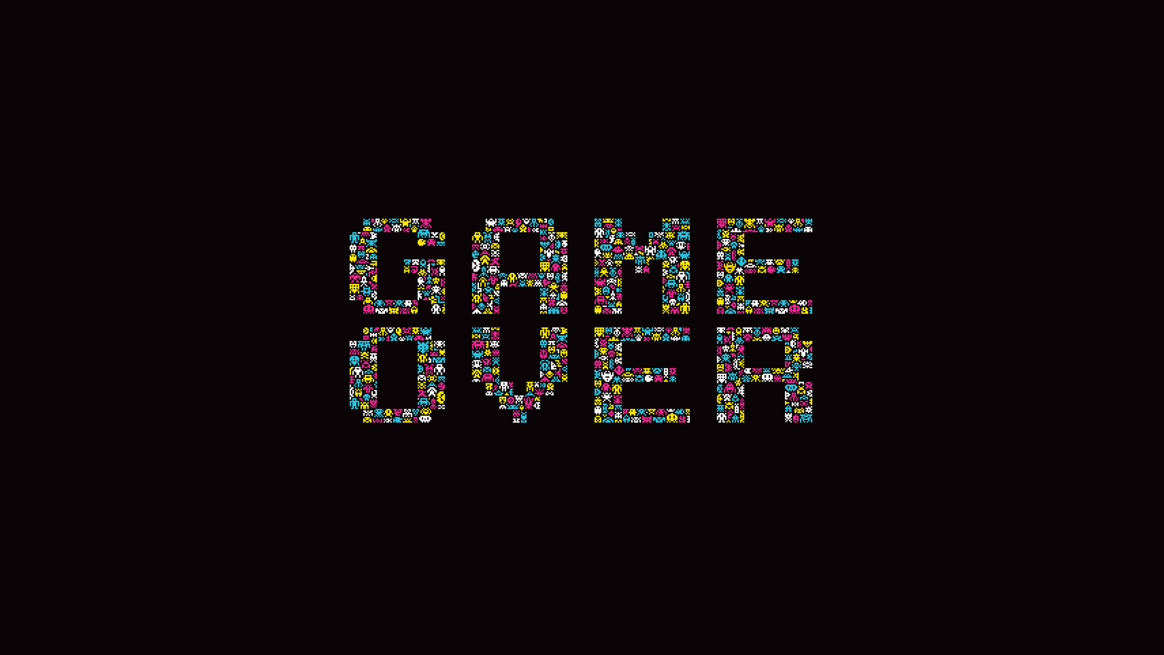3840x2160 Game over Typography Black background Space invaders Retro games HD