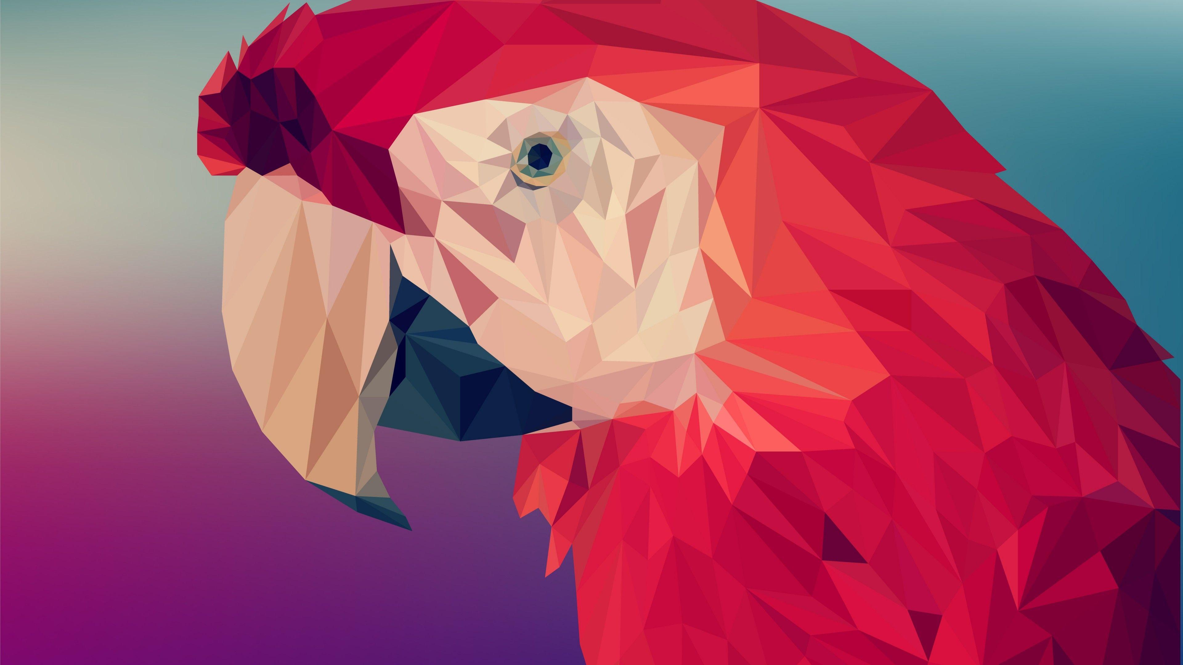 3840x2160 Wallpaper Digital Art, Parrot, Polygon, 4K, 6K, Art