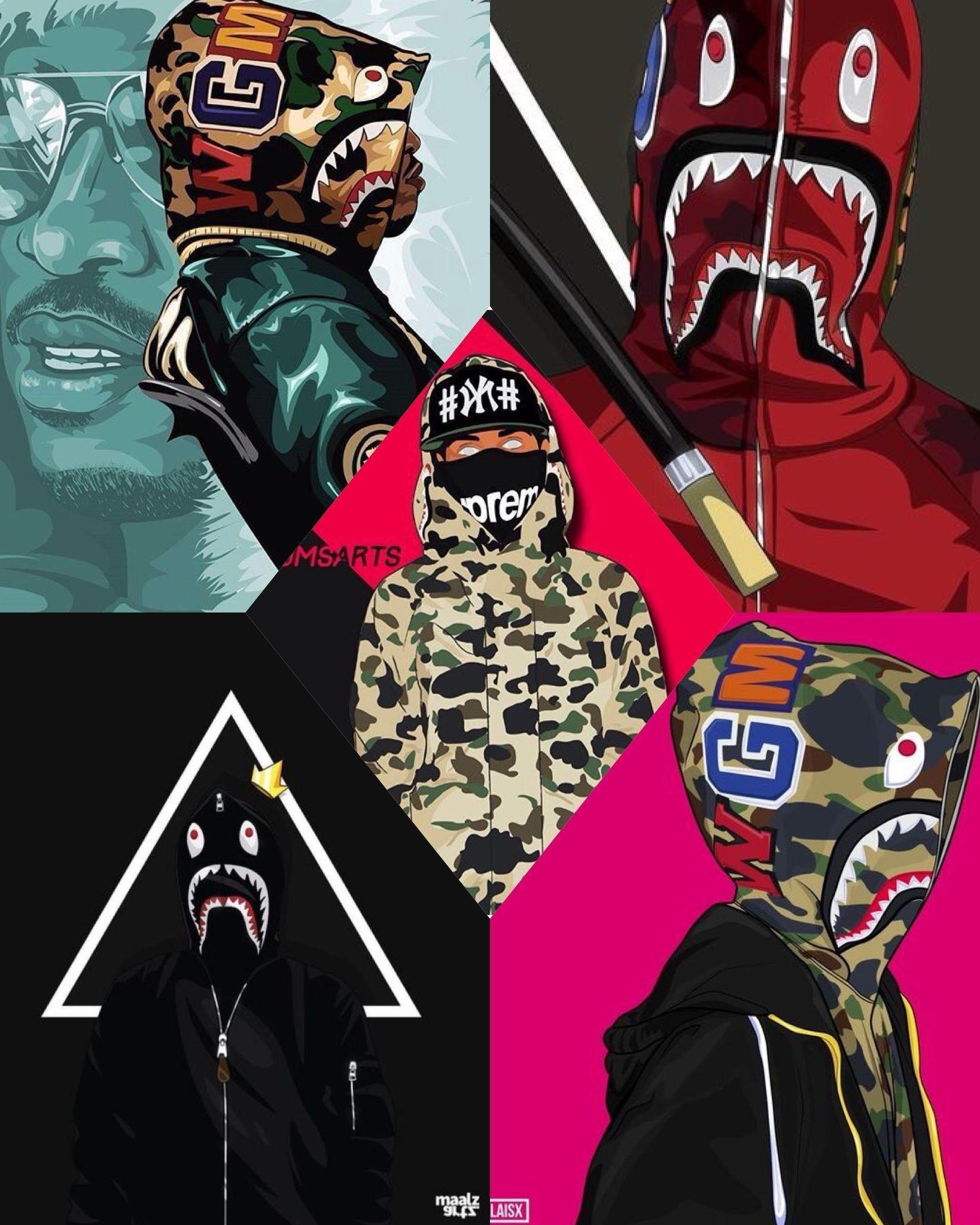 1638x2048 Supreme And Bape Wallpaper