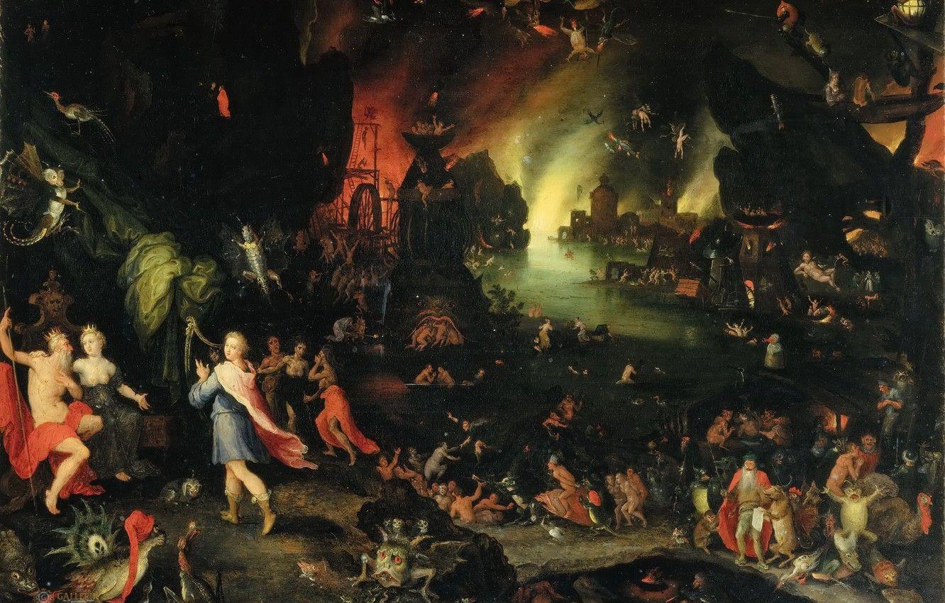 1332x850 Wallpaper Jan Brueghel The Elder, Hades and Persephone, Orpheus