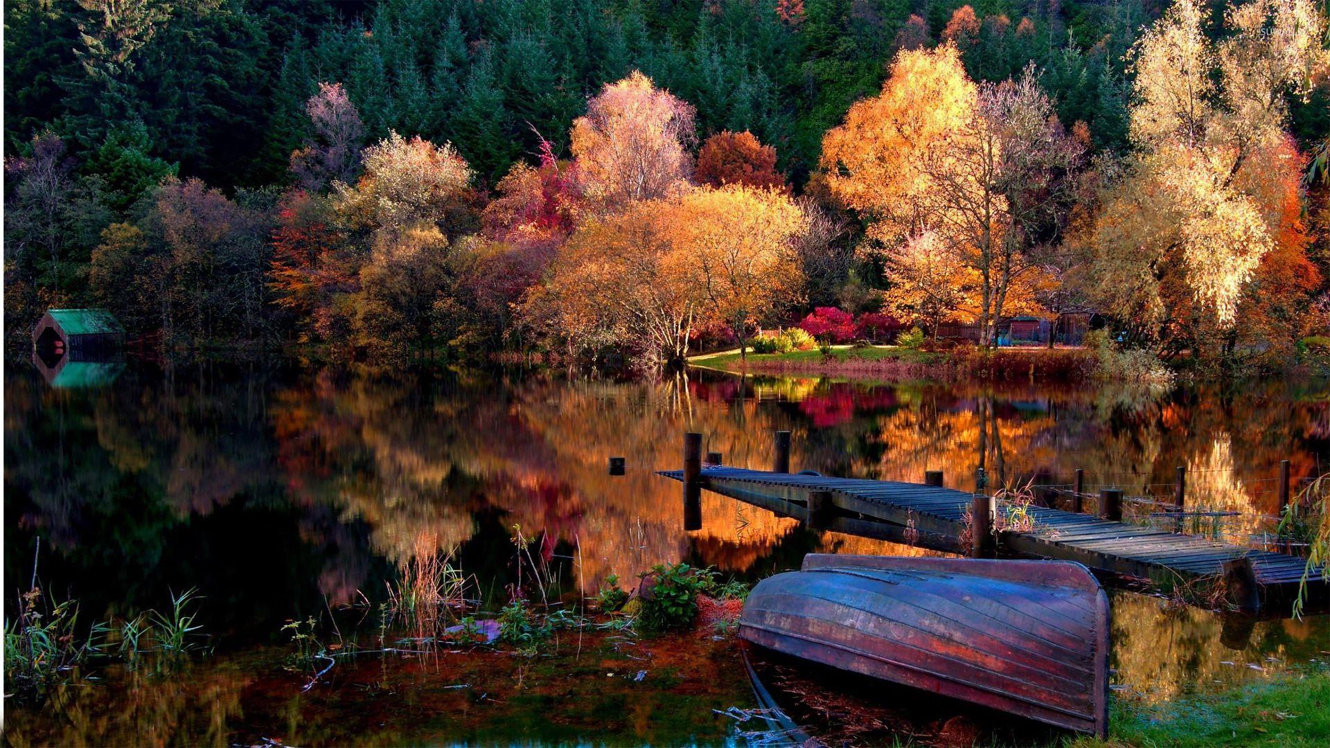 1920x1080 Autumn Japanese Lake Wallpaper