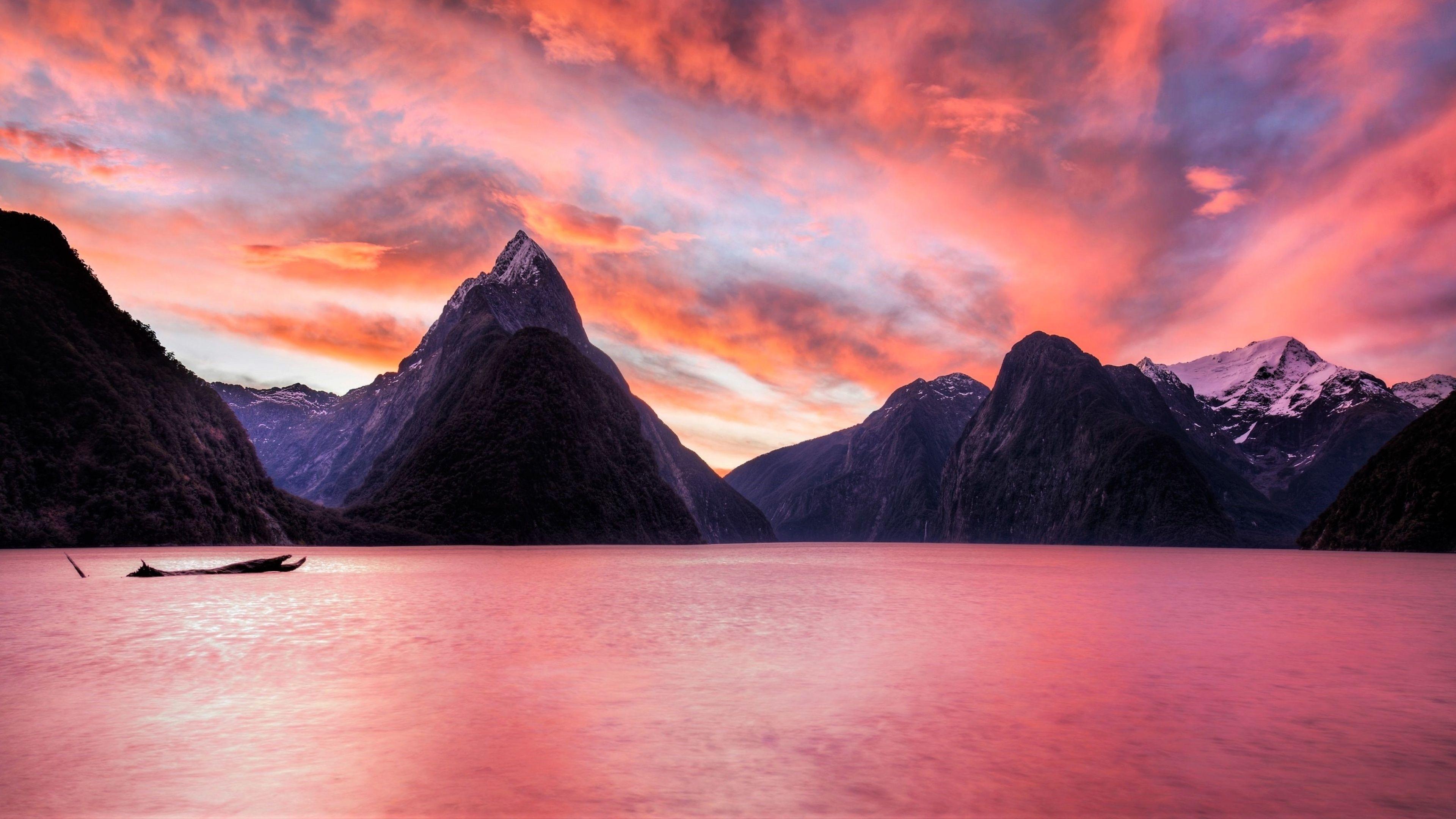 3840x2160 Japan Mountains Lake At Sunset 4K Wallpaper, HD Nature