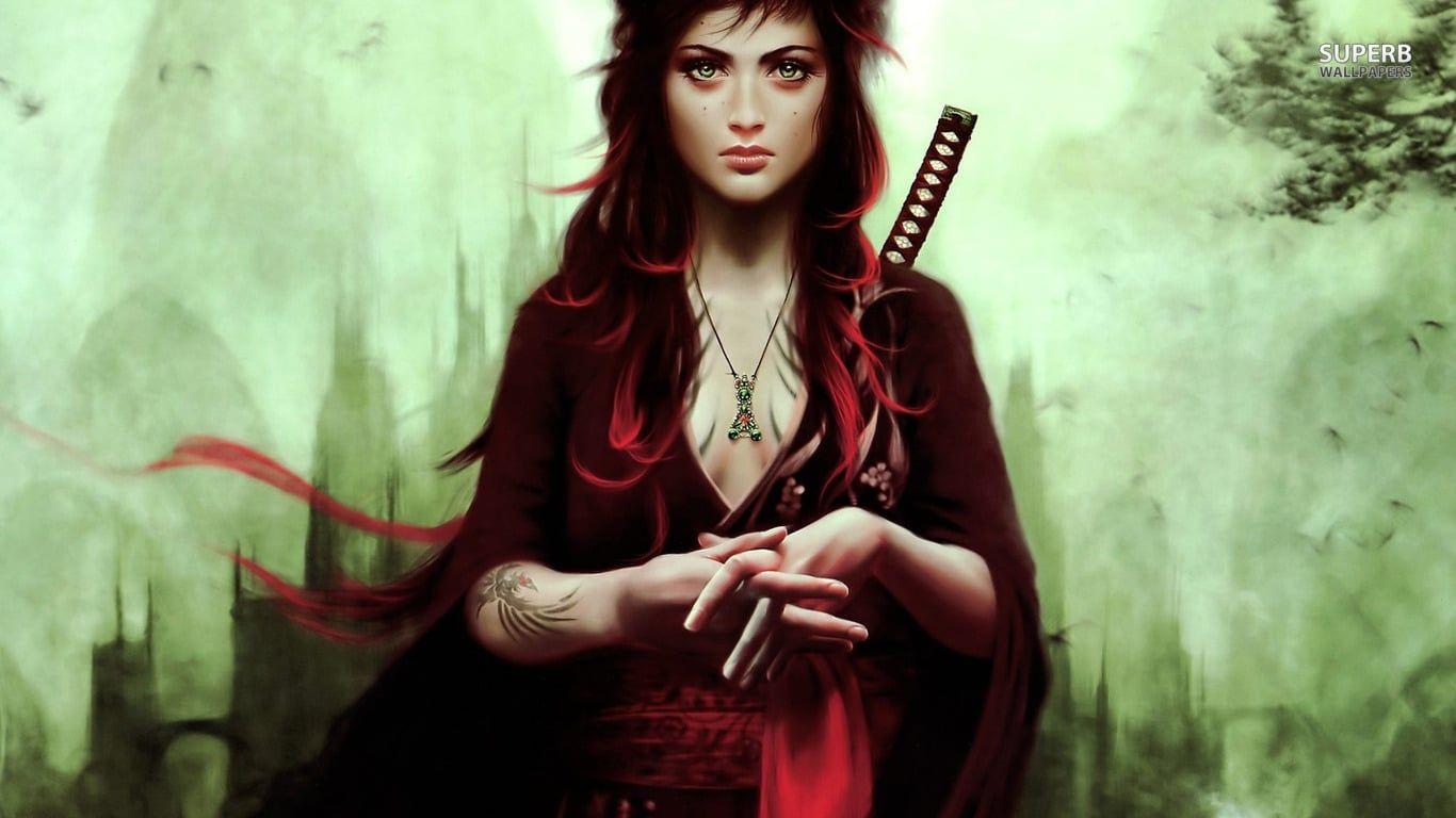 1366x768 Samurai wallpaper HD free Download