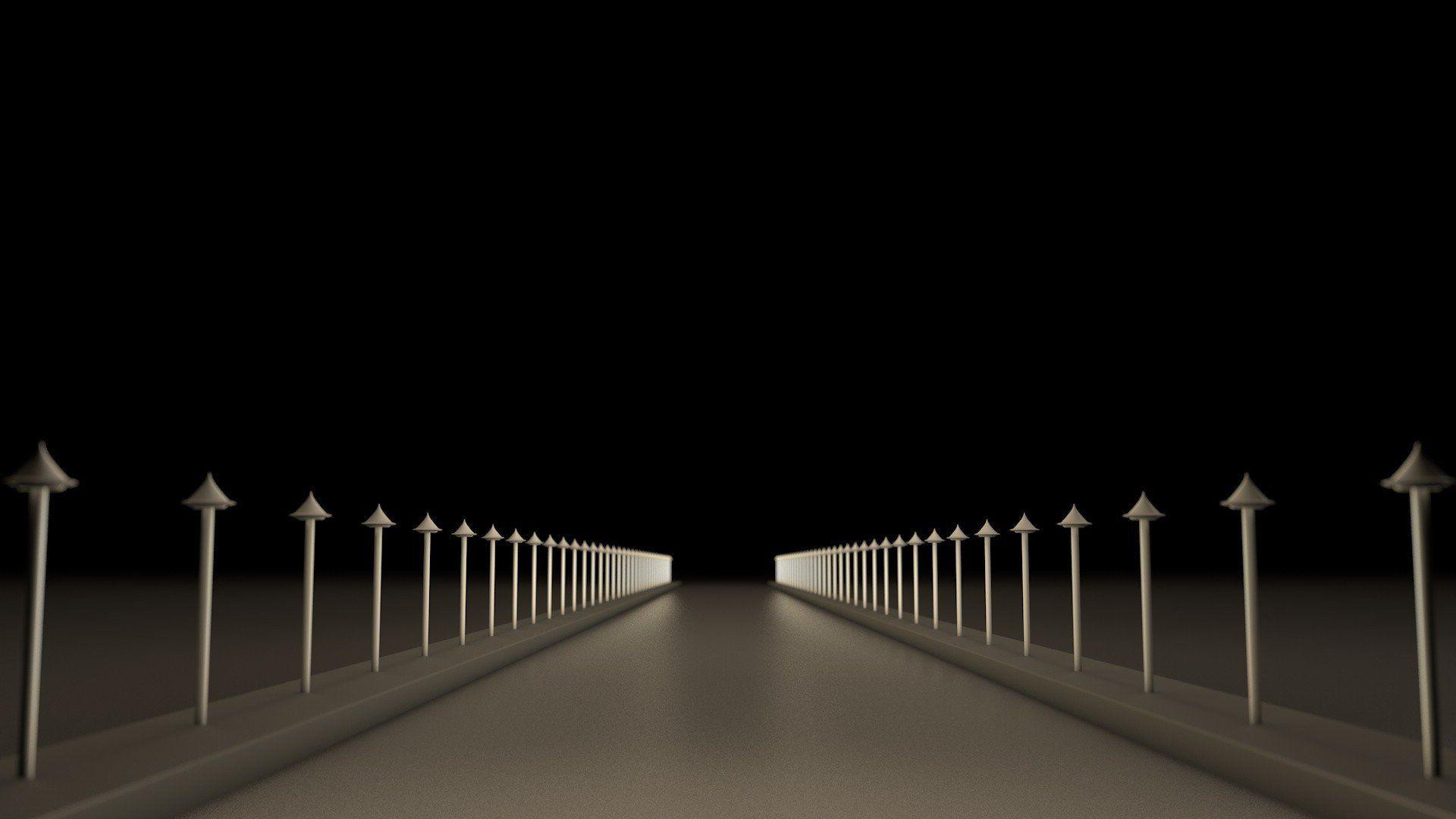 1920x1080 3D, View, Black, Lights, White, Gray, Street, Lights, Reflections
