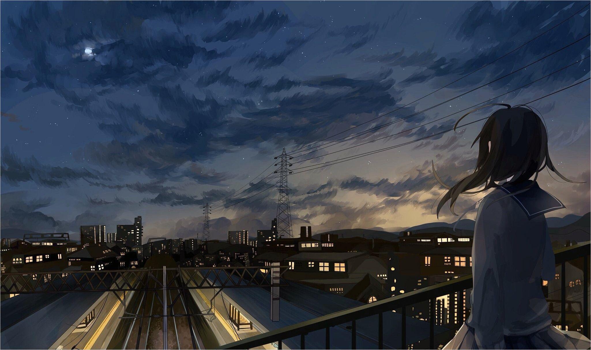 2050x1216 4k Anime City Wallpaper. Anime city, Anime