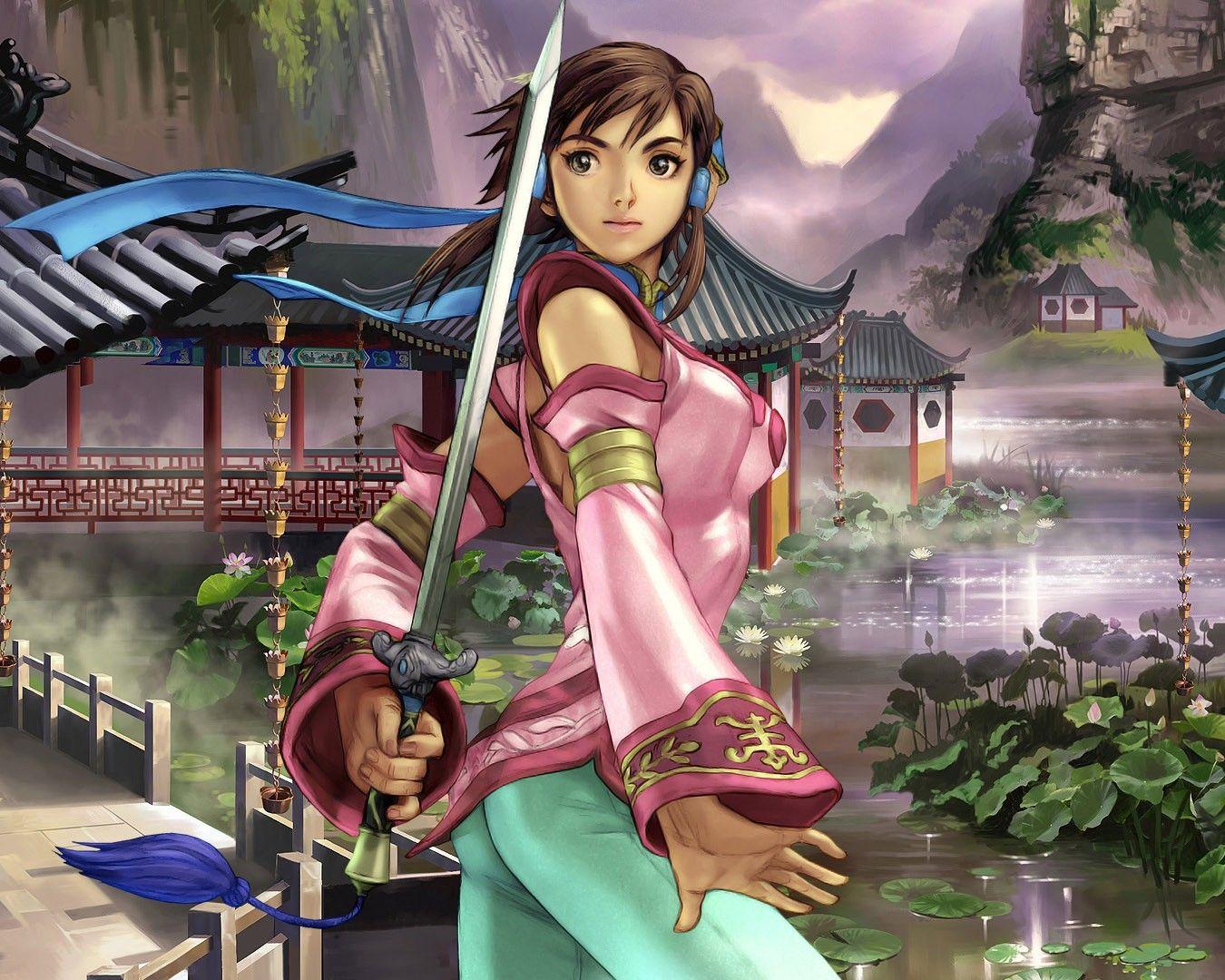 1350x1080 Anime Girl Warrior Wallpaper