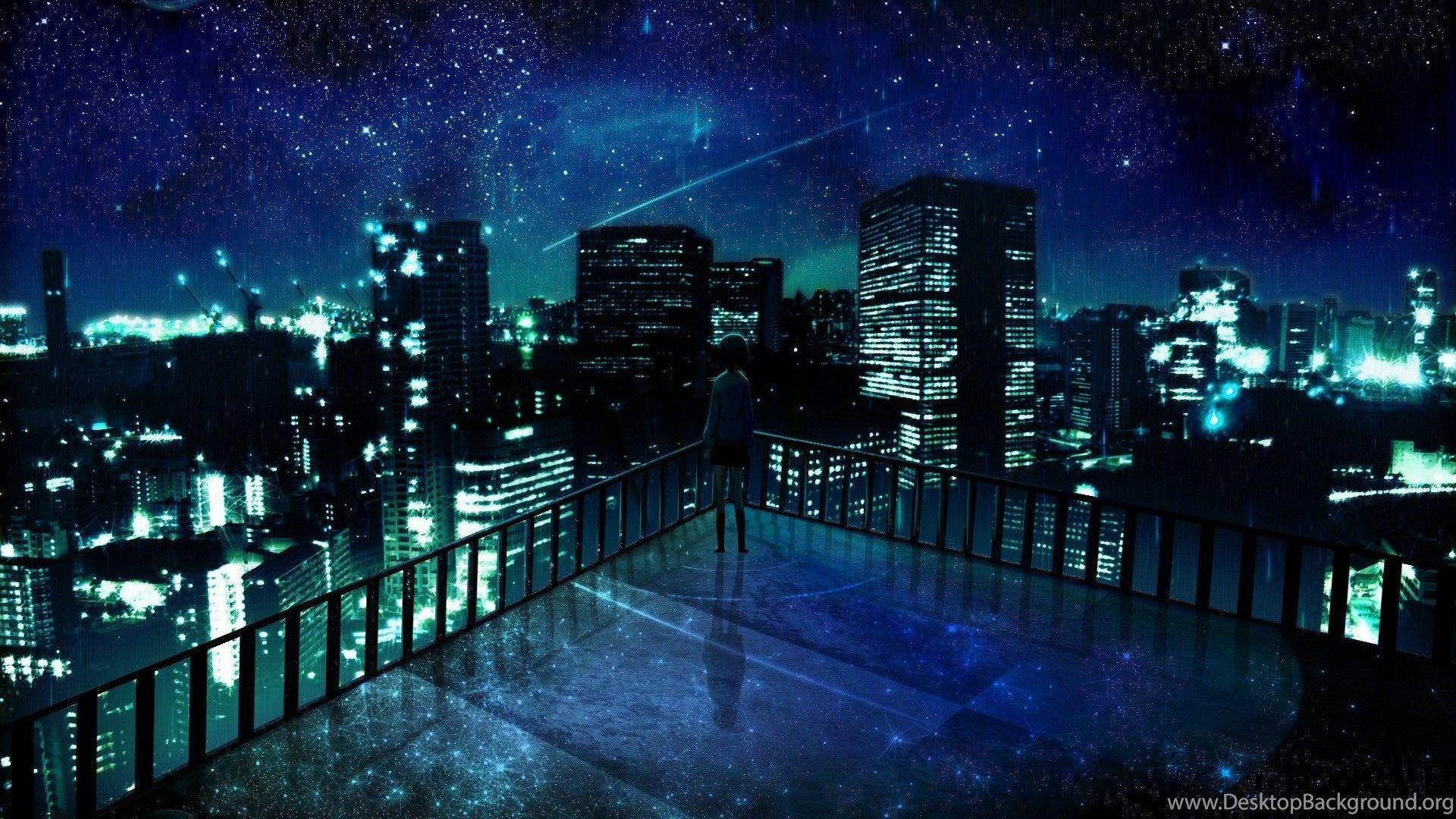 1920x1080 Anime Cityscape Wallpaper Desktop Background