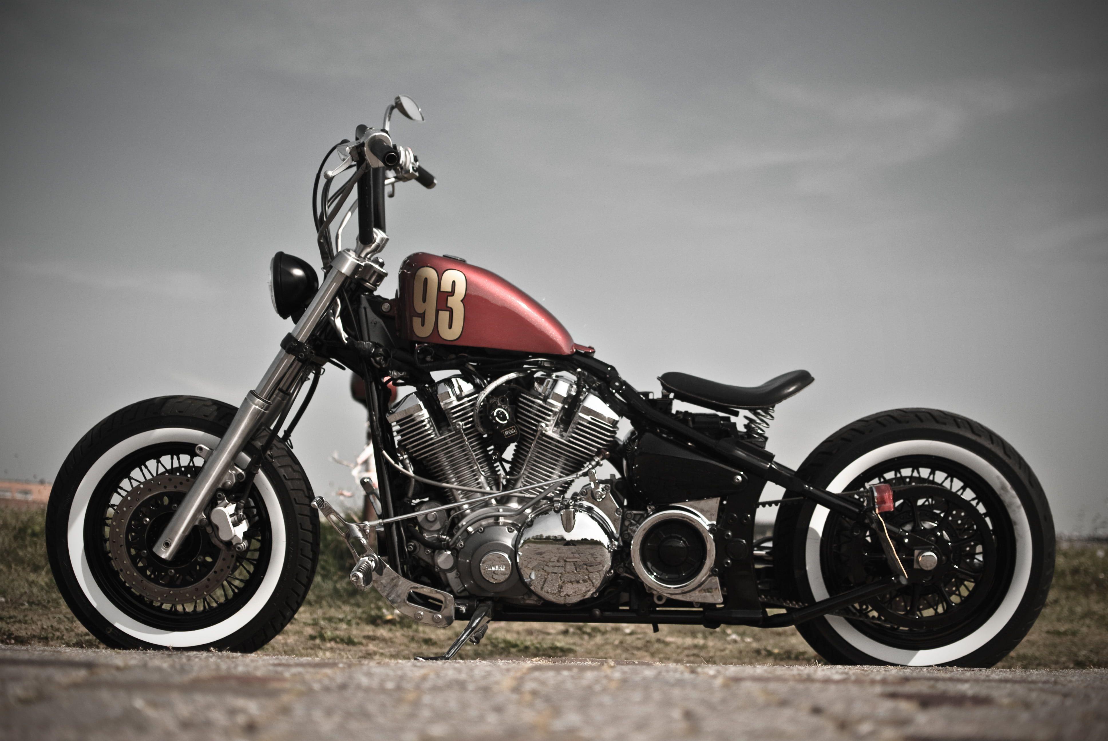 3872x2592 black and red cruiser motorcycle #bobber xv 1600 #motorcycle