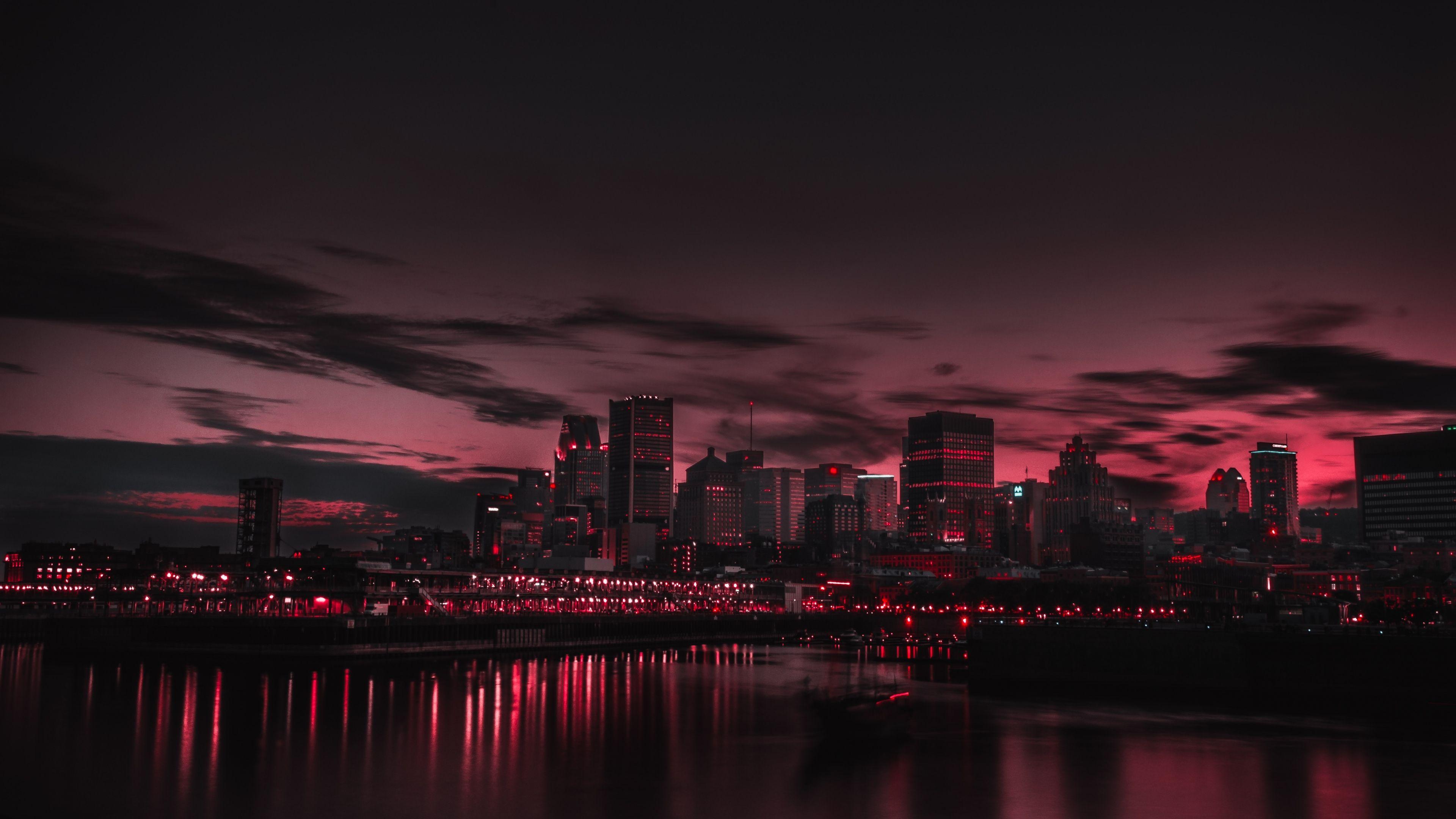 3840x2160 Wallpaper city, night, panorama. Aesthetic desktop