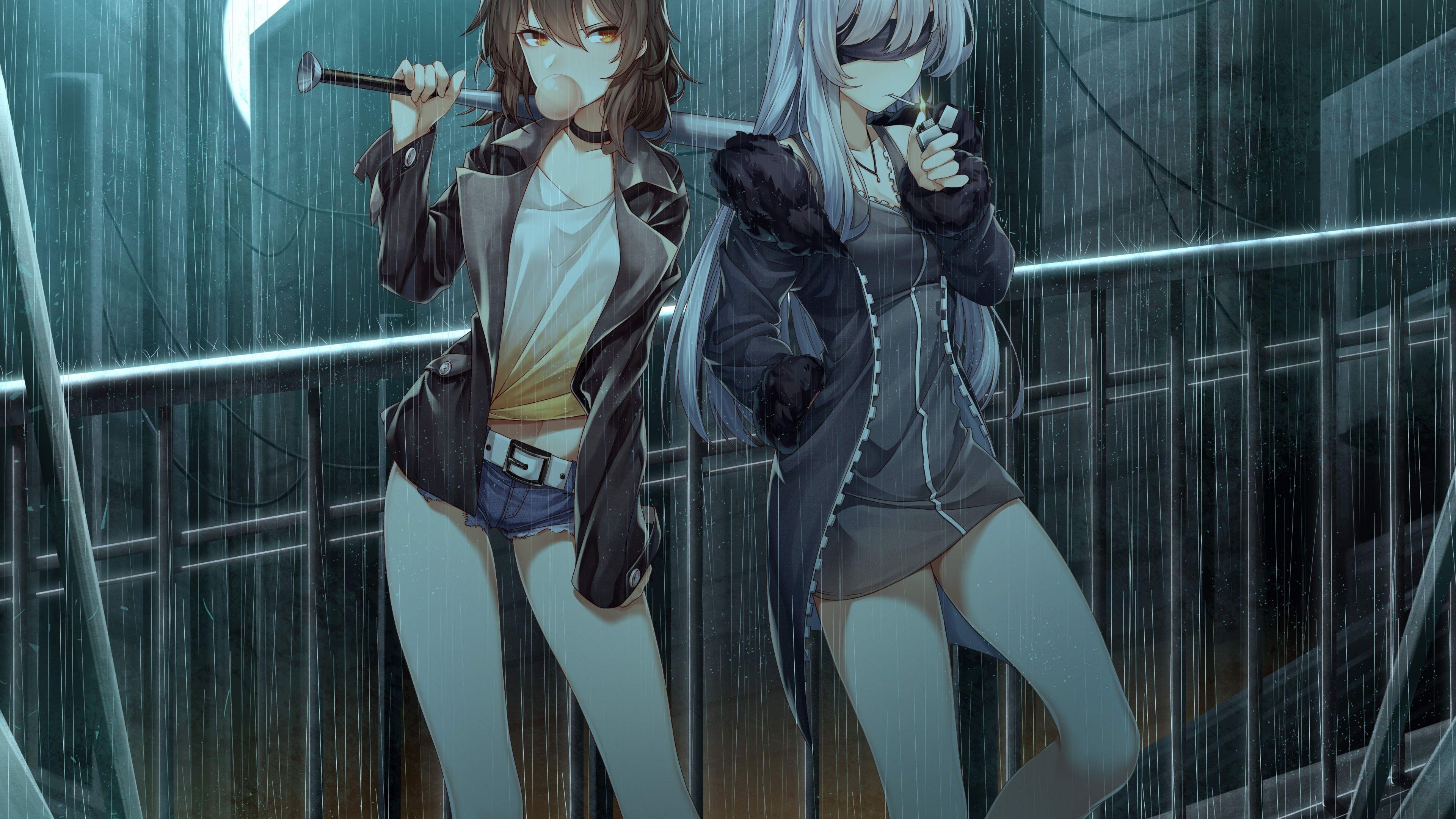 3840x2160 Download 3840x2160 wallpaper anime girls, original, rain, art, 4k
