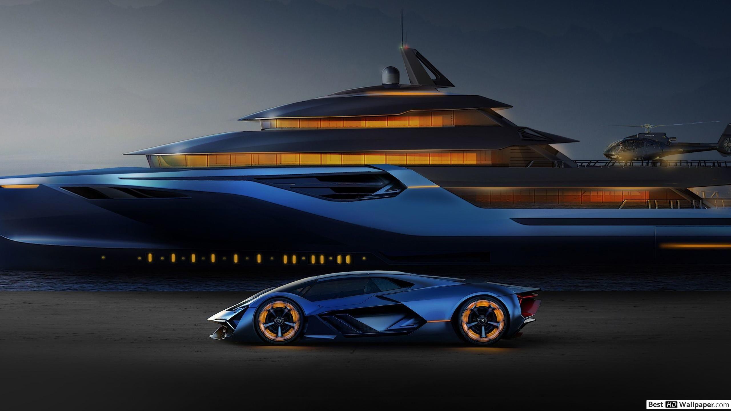 2560x1440 Electric Lamborghini Hypercar, same style Yacht Ultra HD HD