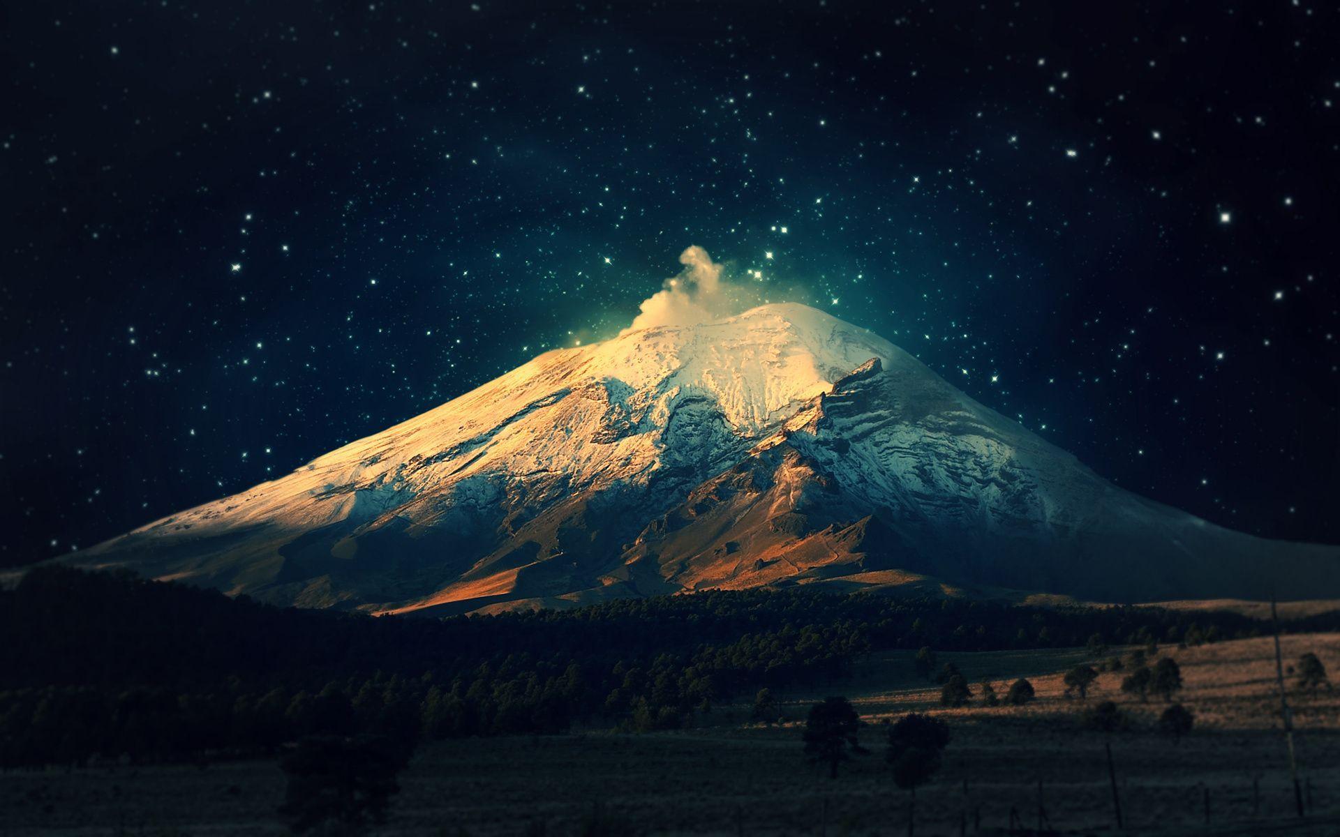 1920x1200 Night Mountain Wallpaper