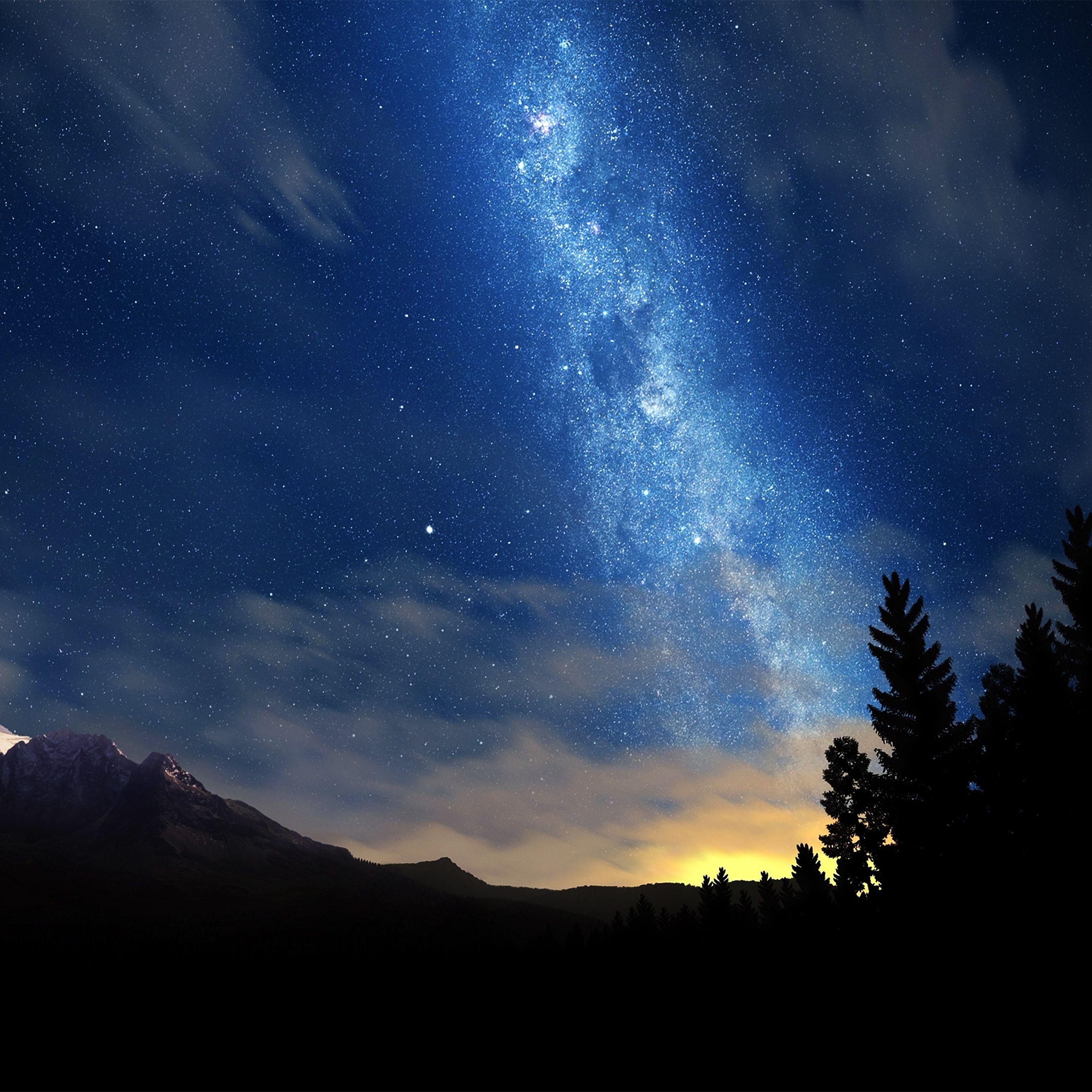 2732x2732 Wonderful Tonight Space Star Sunset Mountain Wallpaper