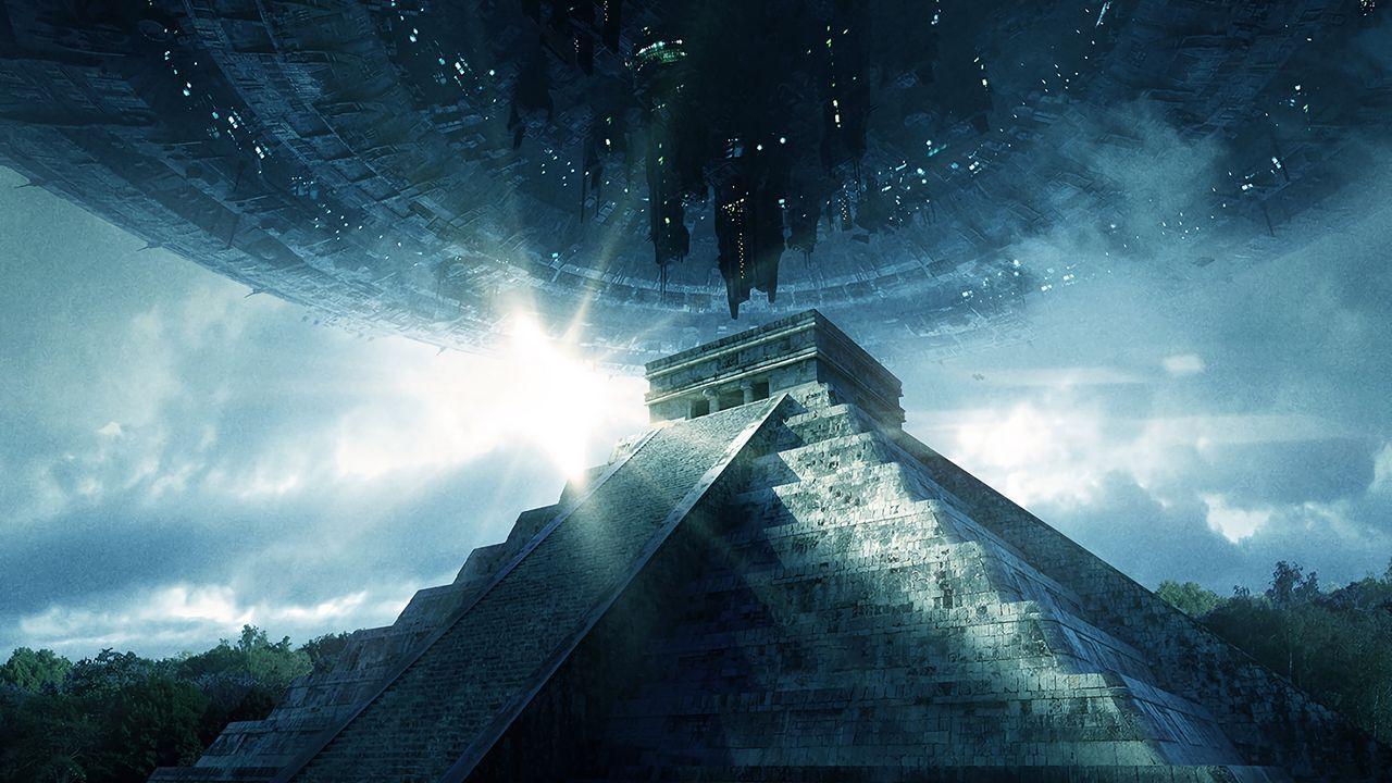 1280x720 Wallpaper pyramid, ufo, aliens, visit, contact, extraterrestrial