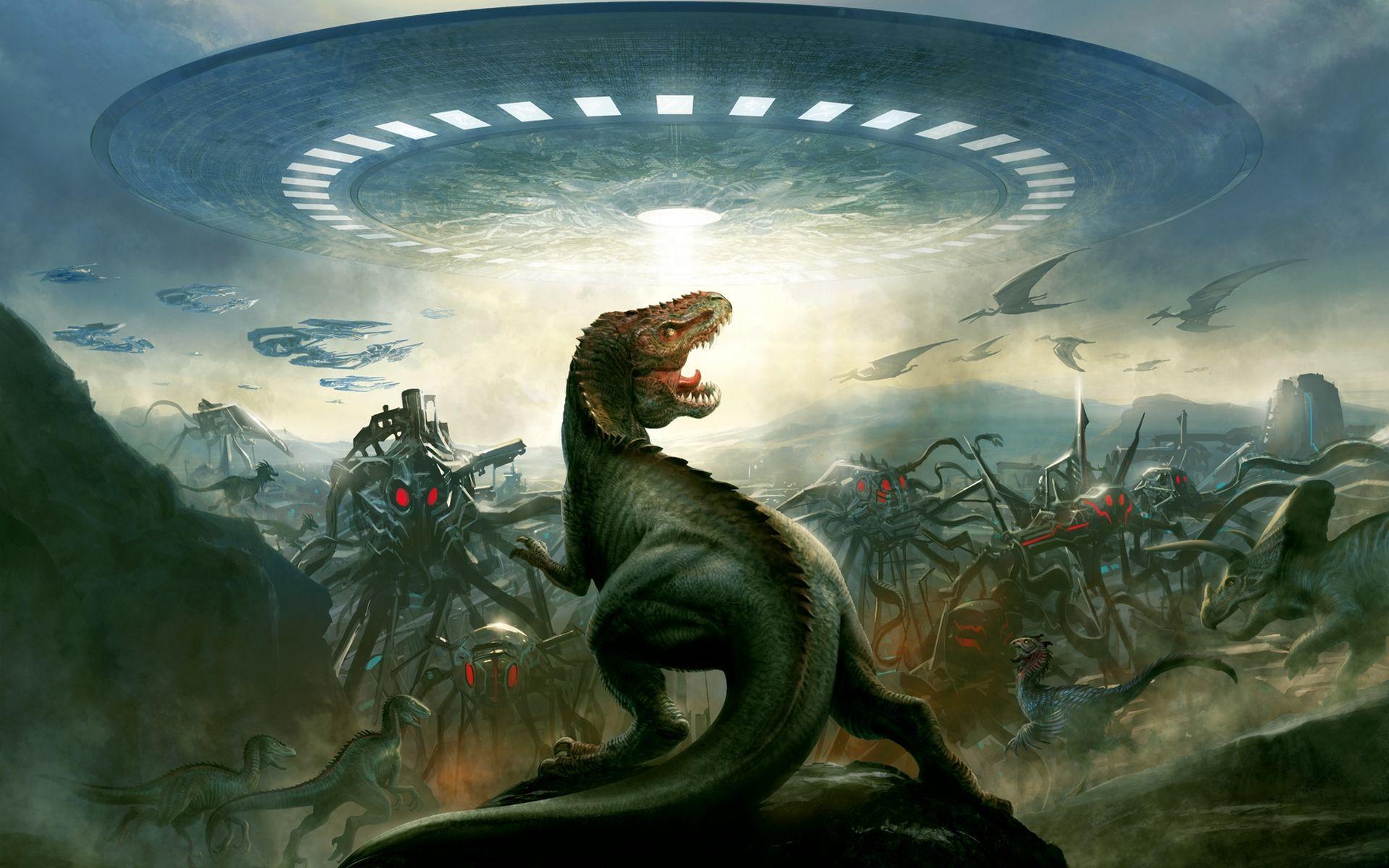 1920x1200 dinosaurs, Aliens, UFO Wallpaper HD / Desktop and Mobile Background