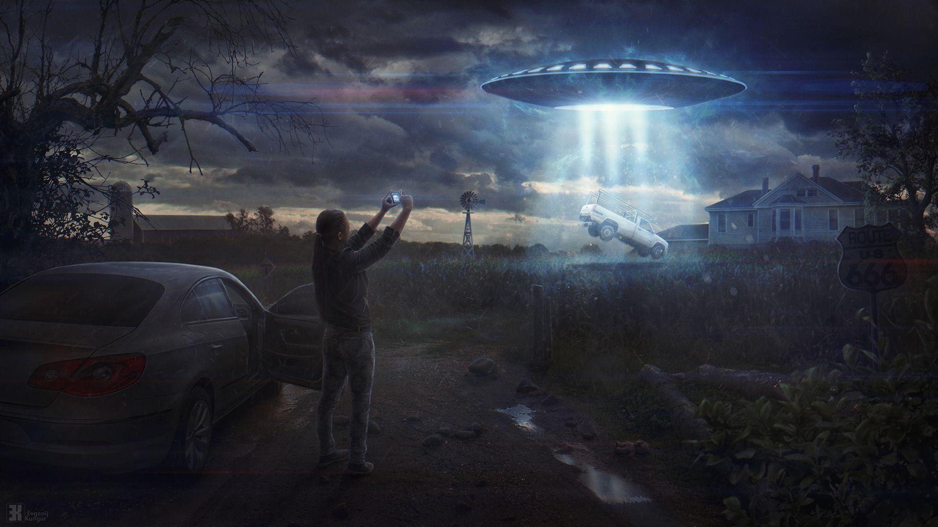 1920x1080 Ufo Abduction Cow