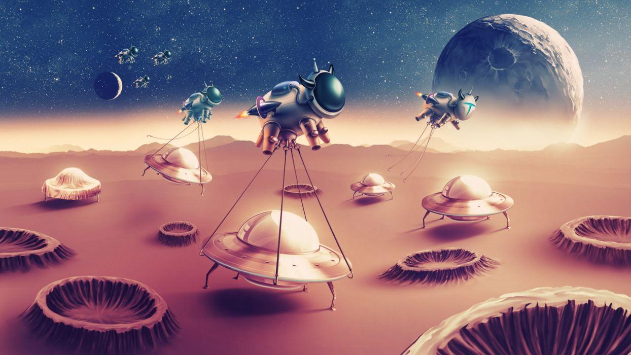 1244x700 Humor sci fi cow alien ufo spaceship wallpaperx1080