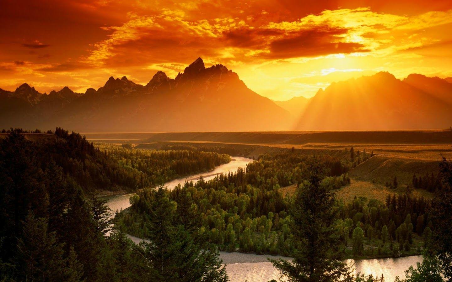 1440x900 Free download Mountain Sunset HD Wallpaper
