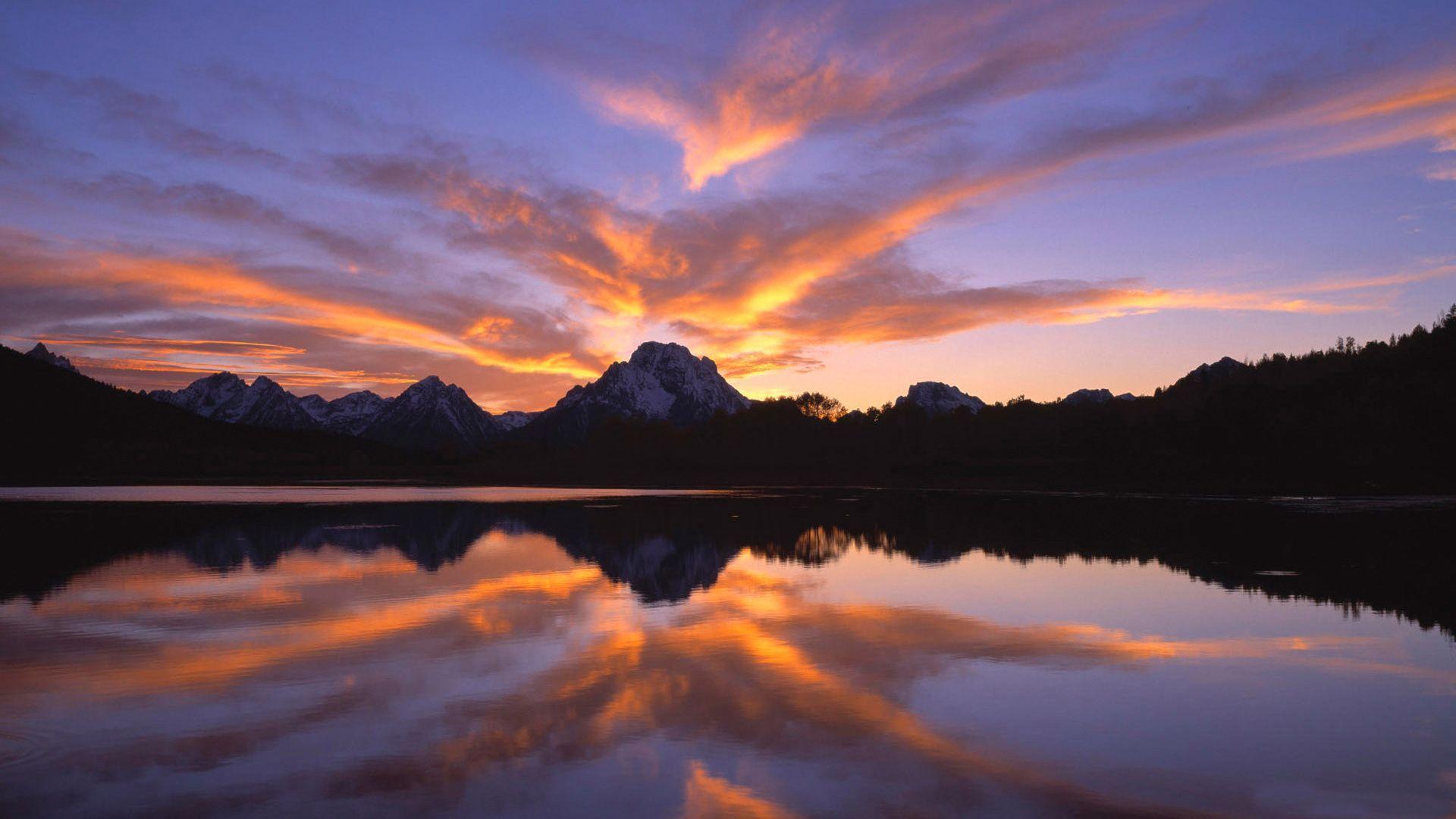 1920x1080 mountains, sunsets. Mountain Sunset Canvas Print