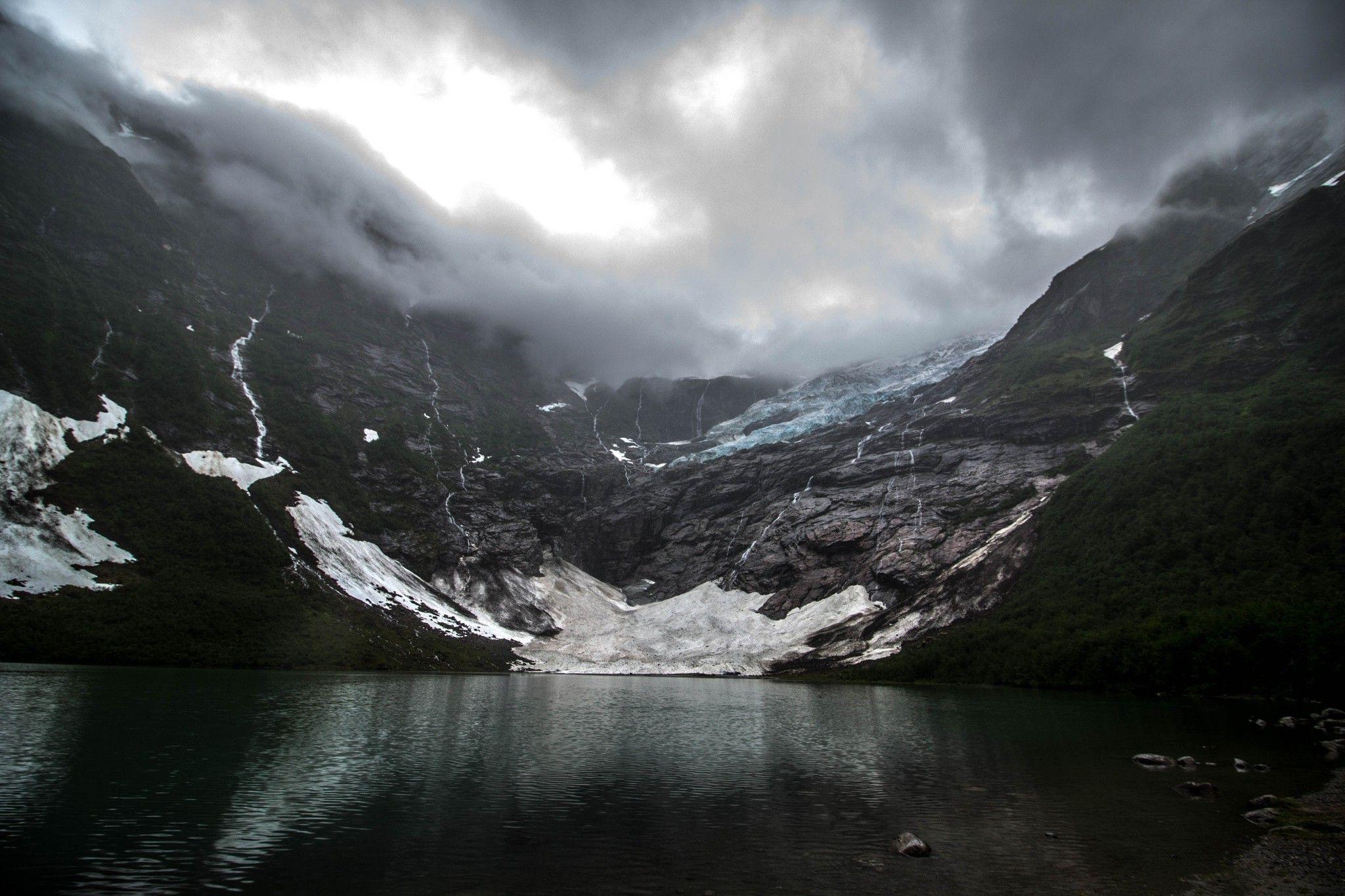 2048x1365 nature, Landscape, Glaciers, Lake, Mountain, Dark, Clouds, Creeks, Norway Wallpaper. Montana lakes, Glacier national park montana, Norway wallpaper
