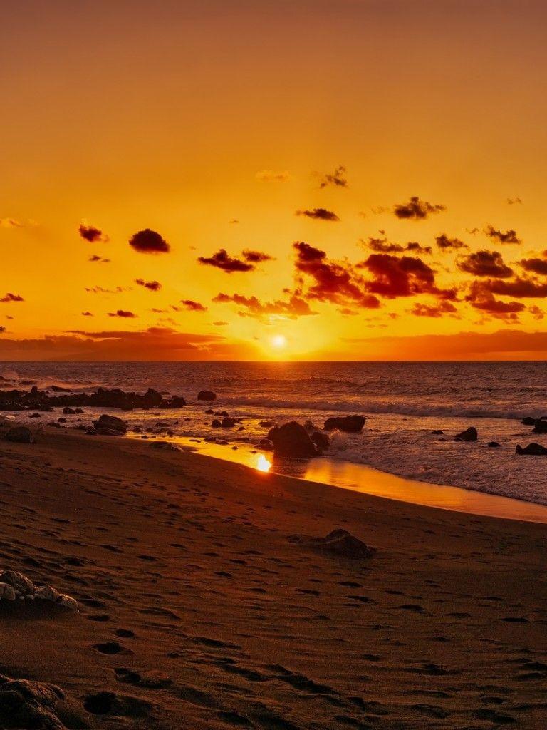 768x1024 Sunset At The Canary Islands HD Wallpaper Non Retina IPad