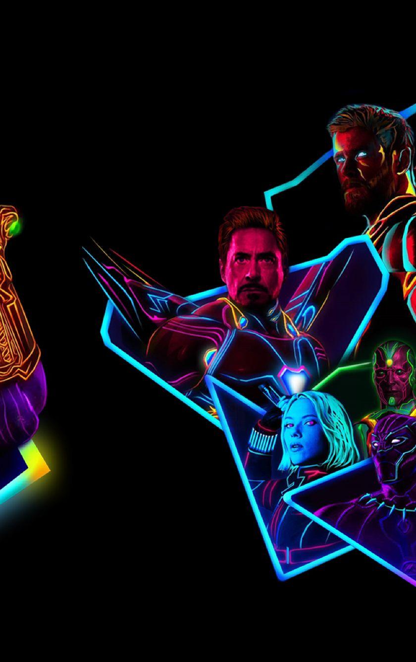 840x1336 Avengers Infinity War 80s Neon Style Art 840x1336
