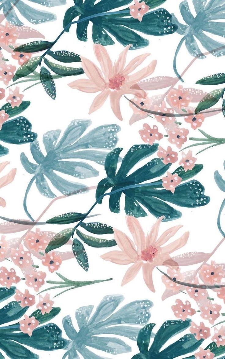 736x1175 Leaf and flower pattern!. Tropical wallpaper