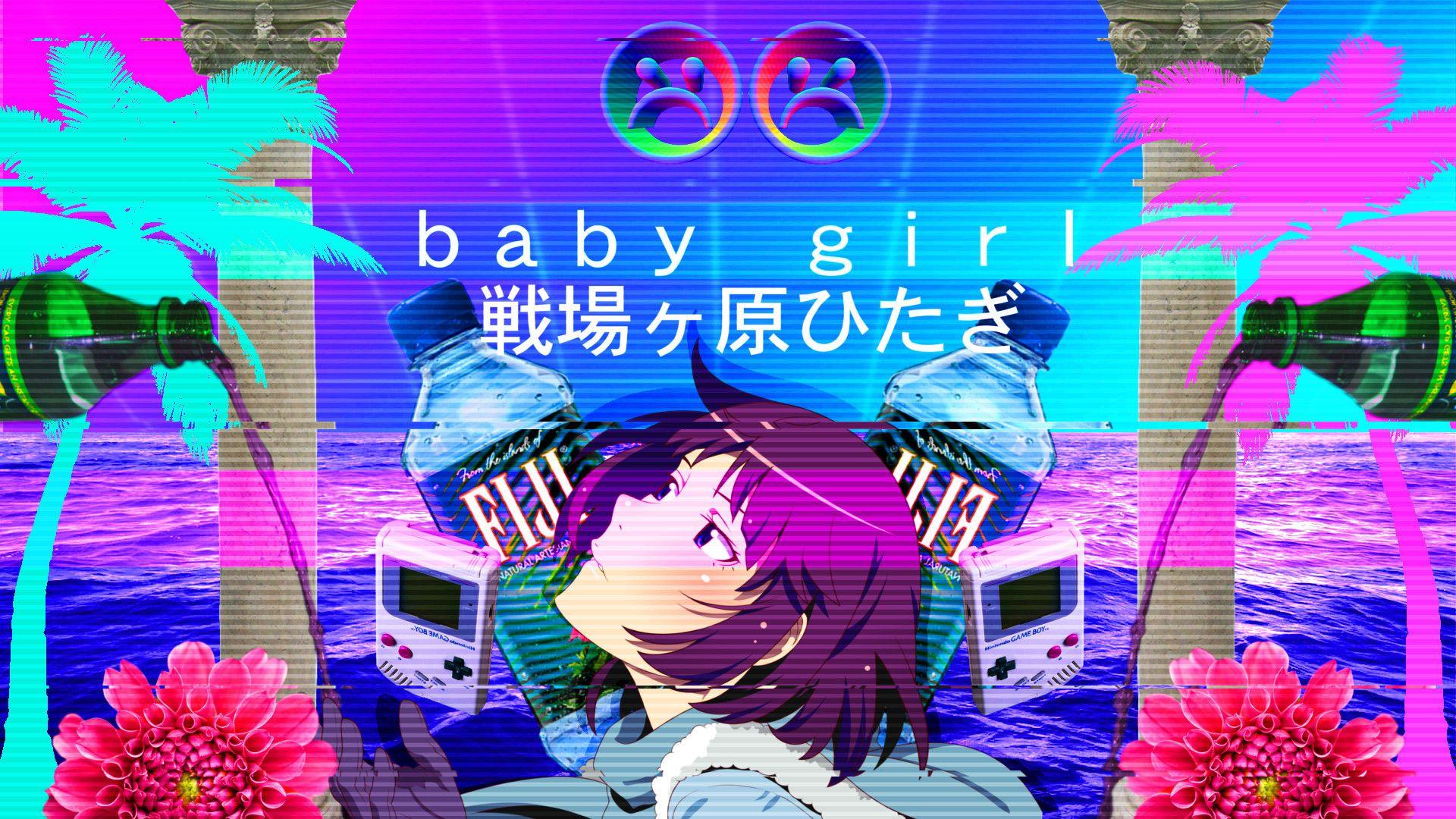 Hình nền Anime thẩm mỹ 1920x1080 Vaporwave Ps4