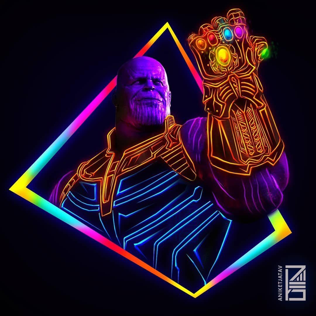 1080x1080 NEON MARVELS Artwork #THANOS #Avengers #InfinityWar. wallpaper