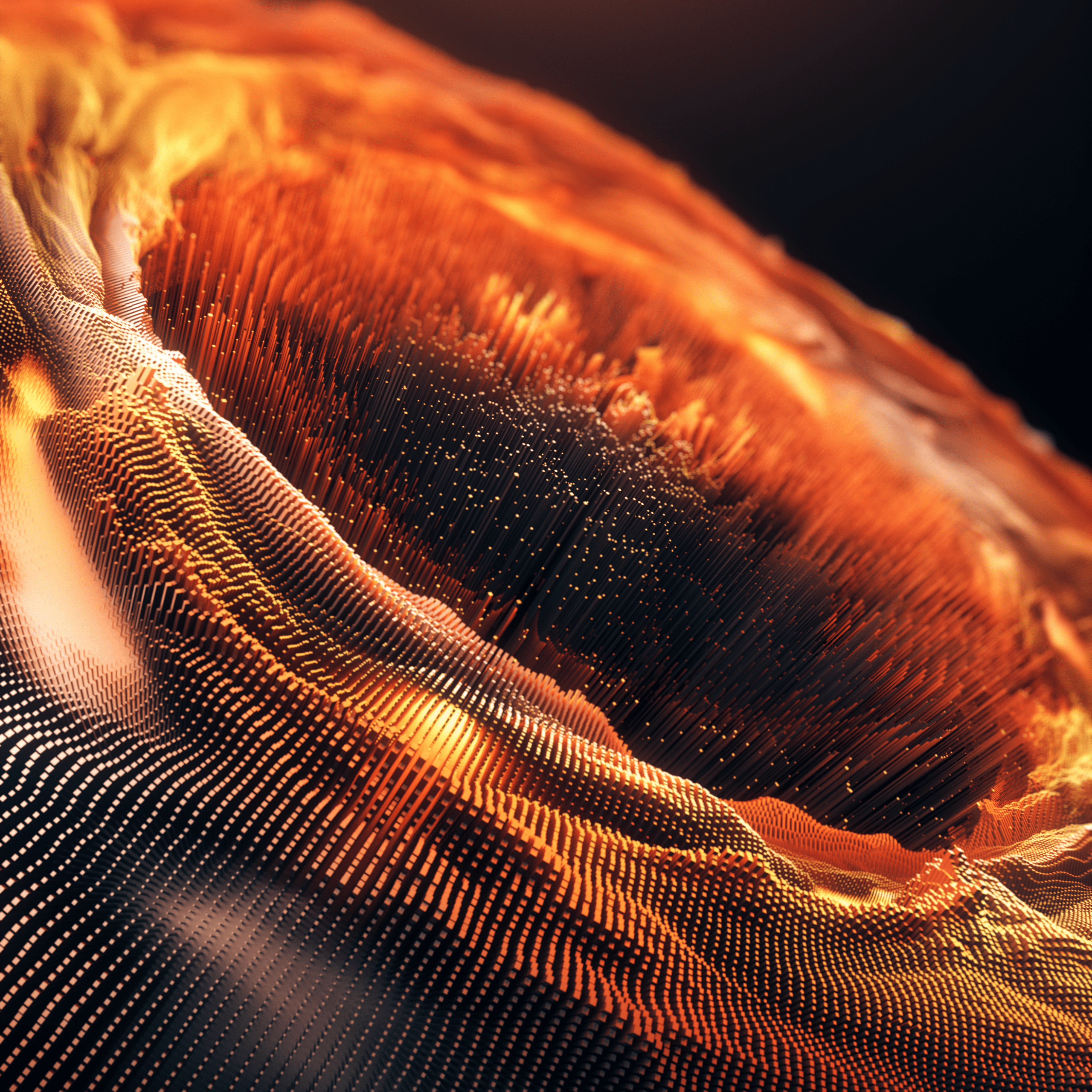 2560x2560 Wallpaper Particles, Waves, 3D, Yellow, HD, Abstract